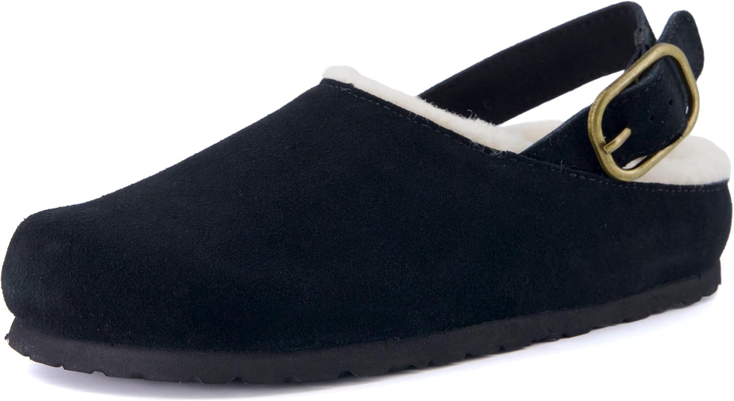 image:imageCUSHIONAIRE Luz Suede Clogs for Women with Fuzzy LiningBlack
