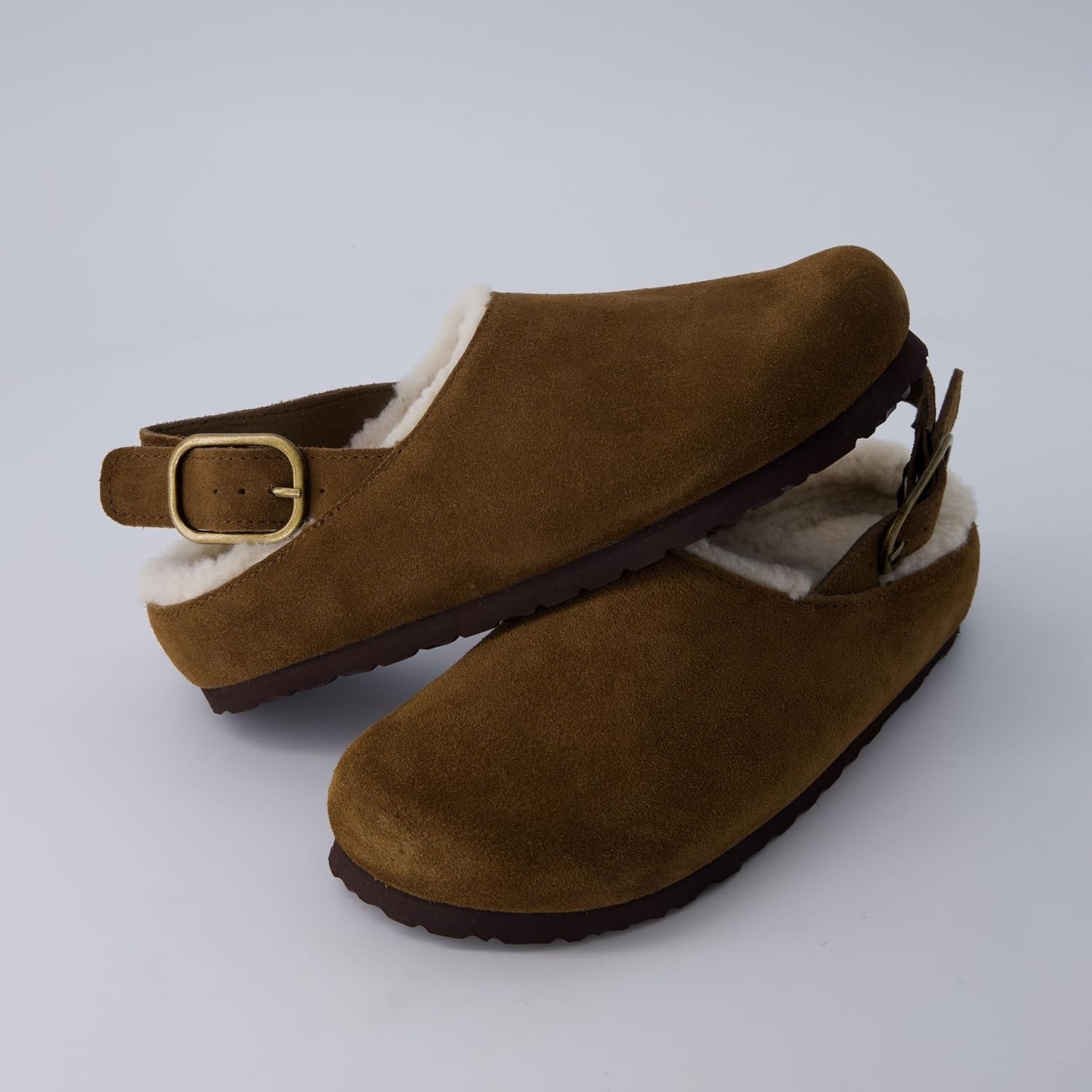 image:imageCUSHIONAIRE Luz Suede Clogs for Women with Fuzzy LiningBrown