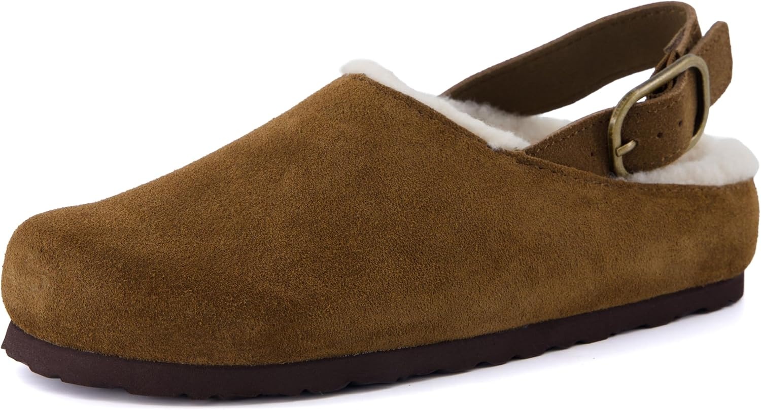 image:imageCUSHIONAIRE Luz Suede Clogs for Women with Fuzzy LiningBrown