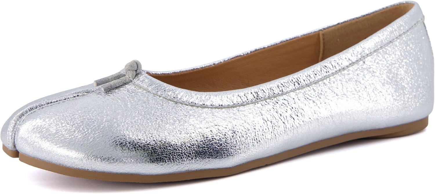 image:imageCUSHIONAIRE Maki Tabi Flats for Women Split Toe Ballet Flats with Flexible Sole and Cushioned FootbedSilver