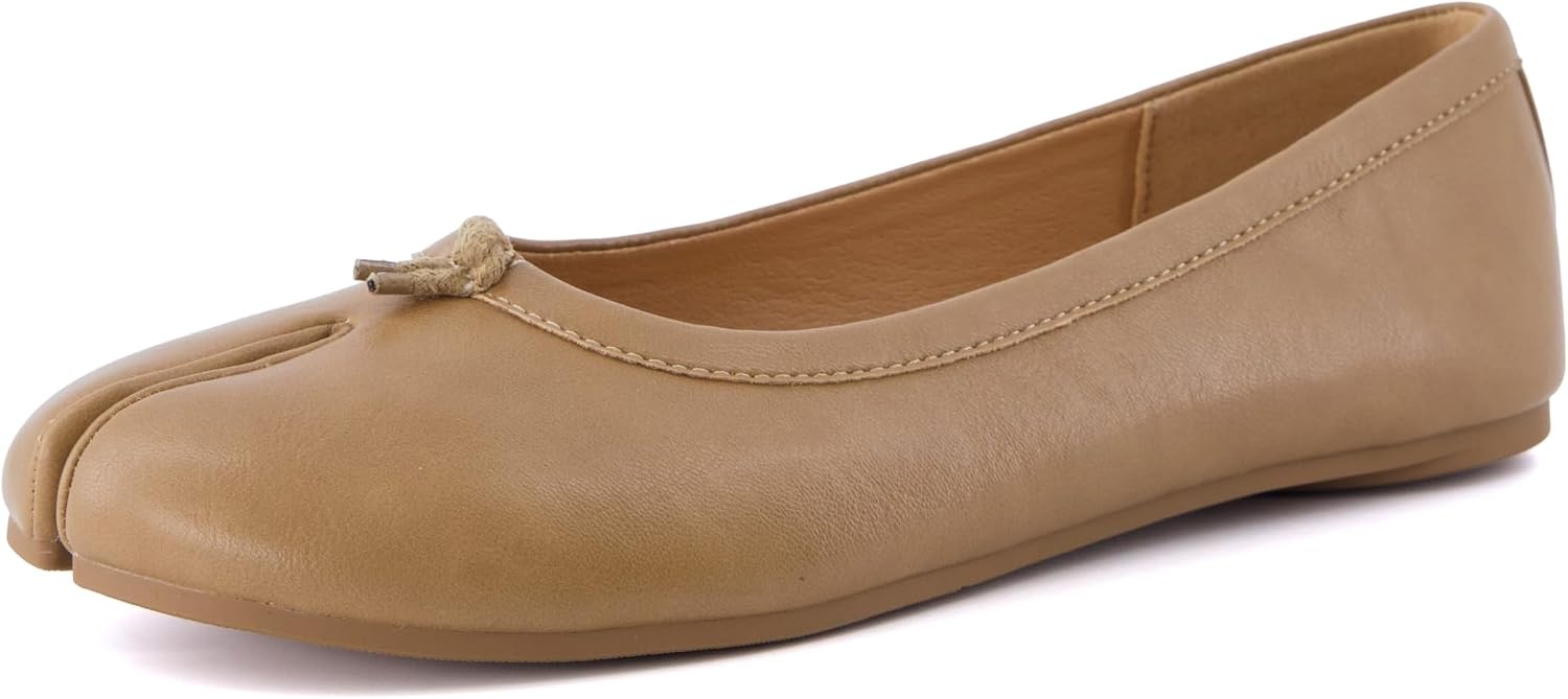 image:imageCUSHIONAIRE Maki Tabi Flats for Women Split Toe Ballet Flats with Flexible Sole and Cushioned FootbedTan