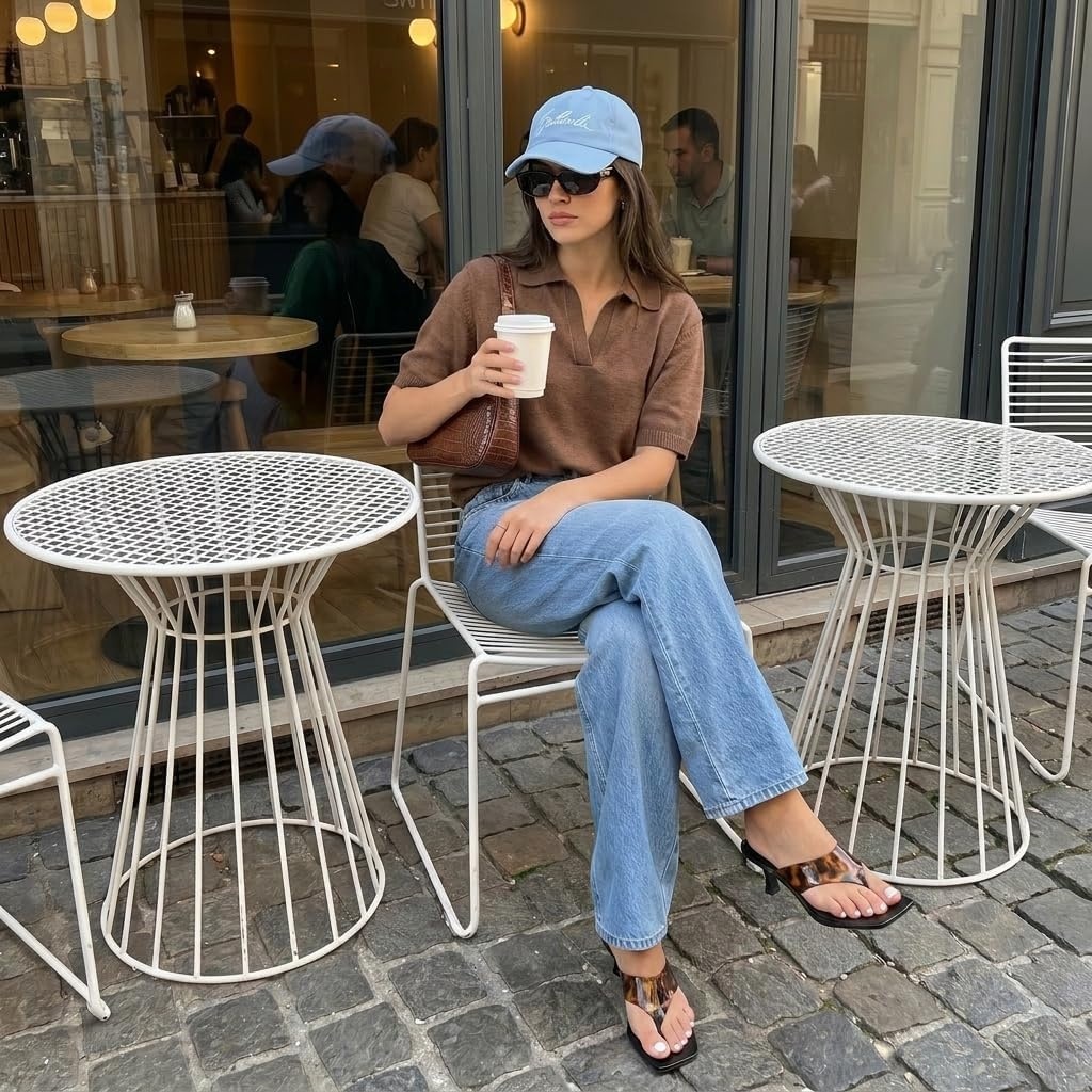 image:imageCUSHIONAIRE Mezzo Clear Strap Kitten Heels for Women Square Toe Flip Flop Sandal Heels with Memory Foam ComfortTortoise