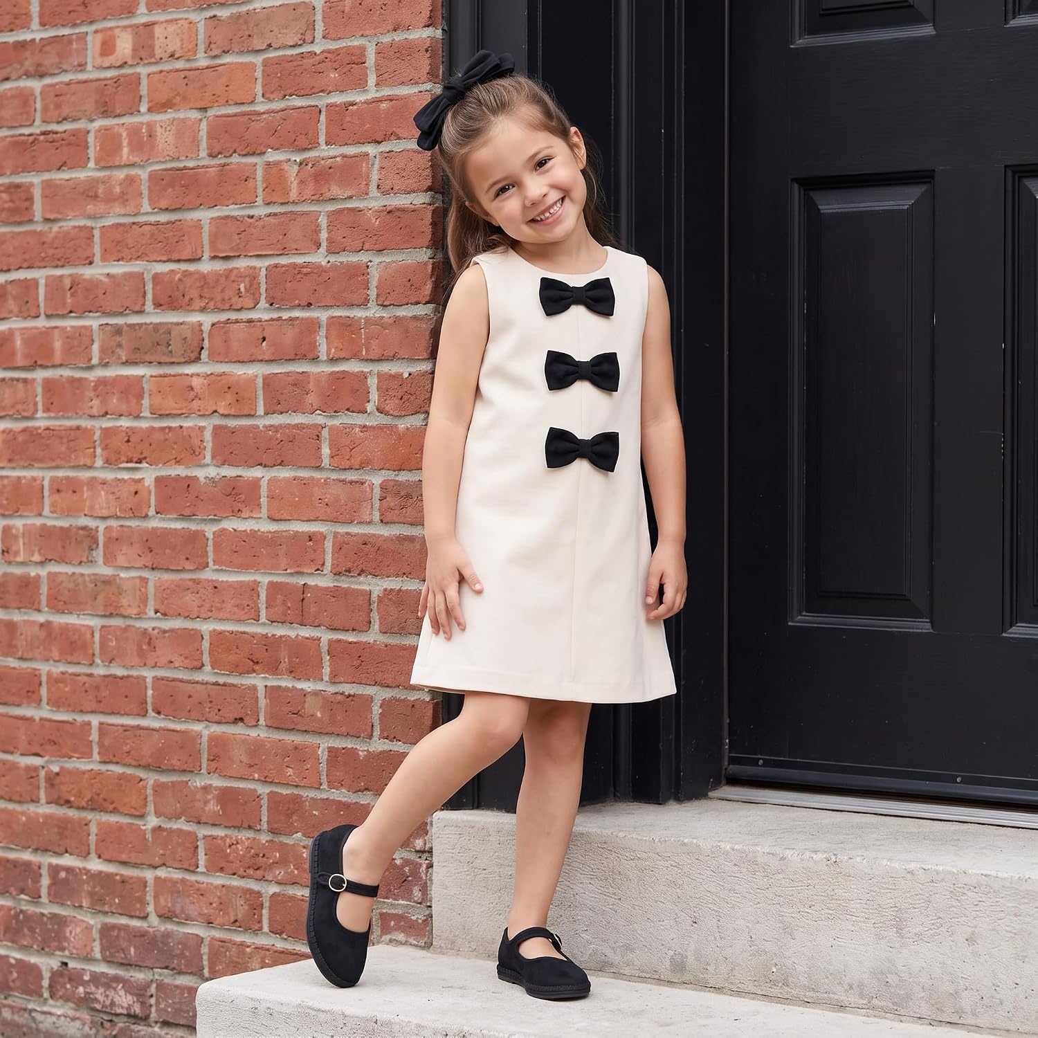 image:imageCUSHIONAIRE Missy Kids Mary Jane Flats School Shoes for Girls with Adjustable BuckleBlack