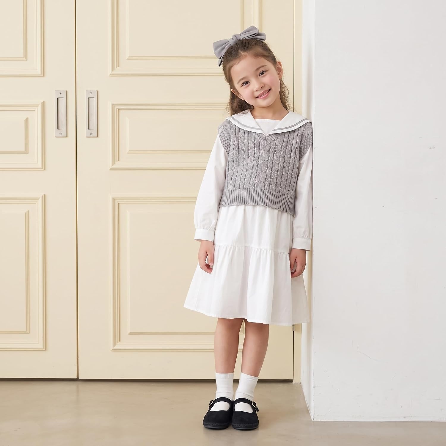 image:imageCUSHIONAIRE Missy Kids Mary Jane Flats School Shoes for Girls with Adjustable BuckleBlack