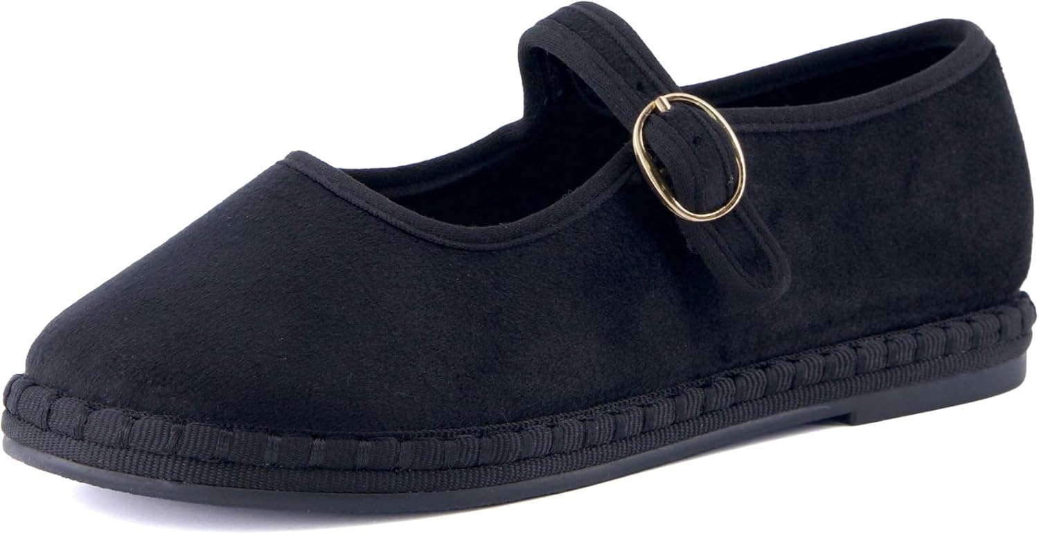 image:imageCUSHIONAIRE Missy Kids Mary Jane Flats School Shoes for Girls with Adjustable BuckleBlack