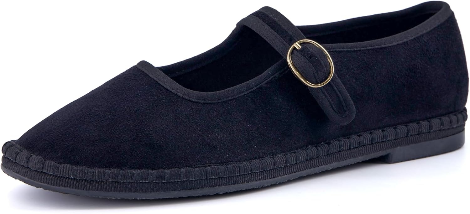 image:imageCUSHIONAIRE Missy Mary Jane Ballet Flats for Women Breathable Lightweight Womens Flats with Adjustable Buckle and Cushioned Memory FoamBlack