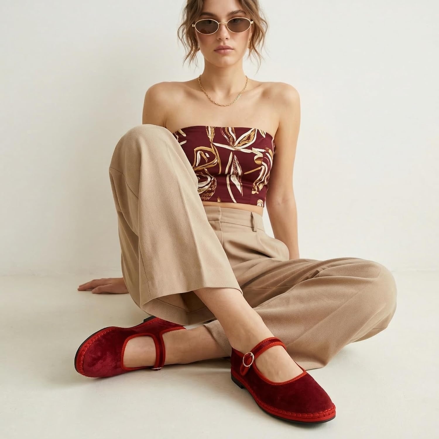 image:imageCUSHIONAIRE Missy Mary Jane Ballet Flats for Women Breathable Lightweight Womens Flats with Adjustable Buckle and Cushioned Memory FoamRedRed