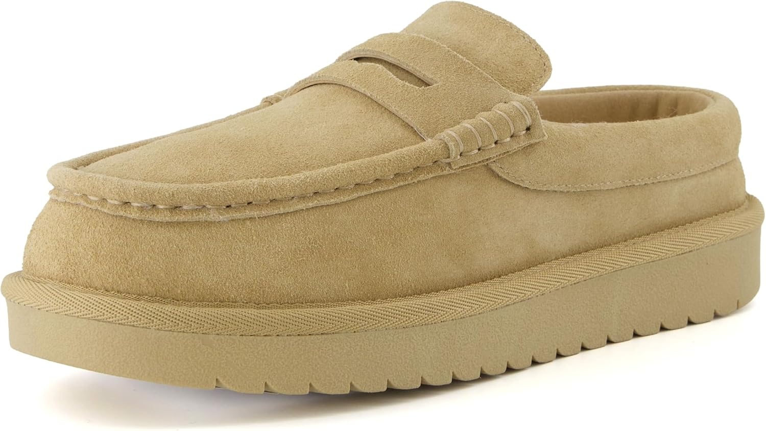 image:imageCUSHIONAIRE Ollie Cozy Genuine Suede Clogs for Women Comfortable SlipOn Mule Loafers with Faux Fur Lining Memory Foam Cushioning and Durable Rubber SoleBiscuit