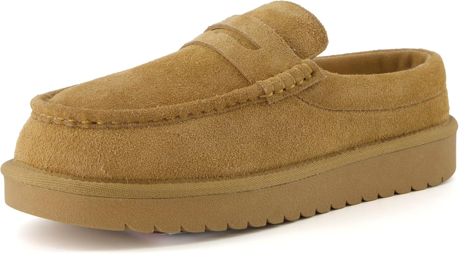 image:imageCUSHIONAIRE Ollie Cozy Genuine Suede Clogs for Women Comfortable SlipOn Mule Loafers with Faux Fur Lining Memory Foam Cushioning and Durable Rubber SoleChestnut