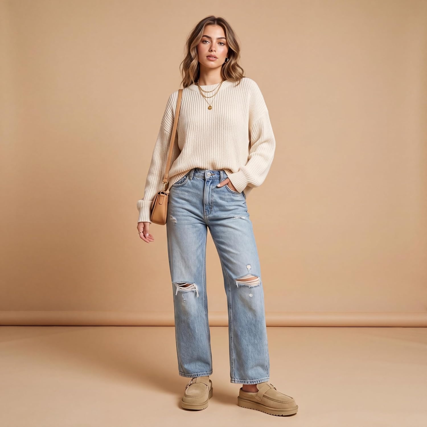 image:imageCUSHIONAIRE Origin Genuine Suede Mule Clogs for Women Cozy SlipOn Moc Toe Loafer with Buckle and Faux Fur Cushioned FootbedBiscuit