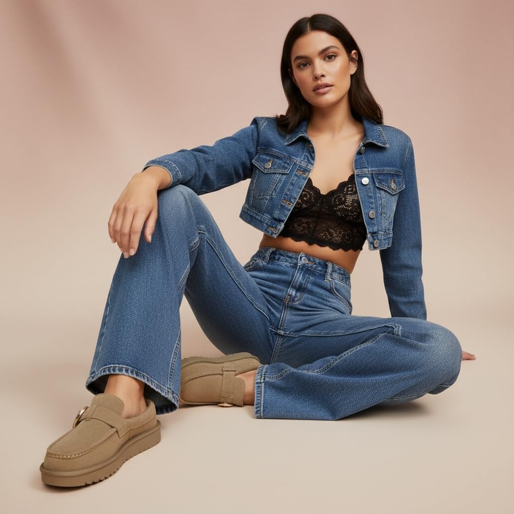image:imageCUSHIONAIRE Origin Genuine Suede Mule Clogs for Women Cozy SlipOn Moc Toe Loafer with Buckle and Faux Fur Cushioned FootbedMoss