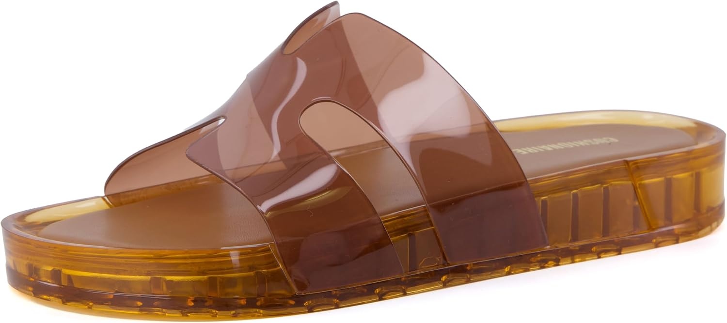 image:imageCUSHIONAIRE Palm Slides Jelly Sandals for Women Shower Shoes for BeachWhiskey