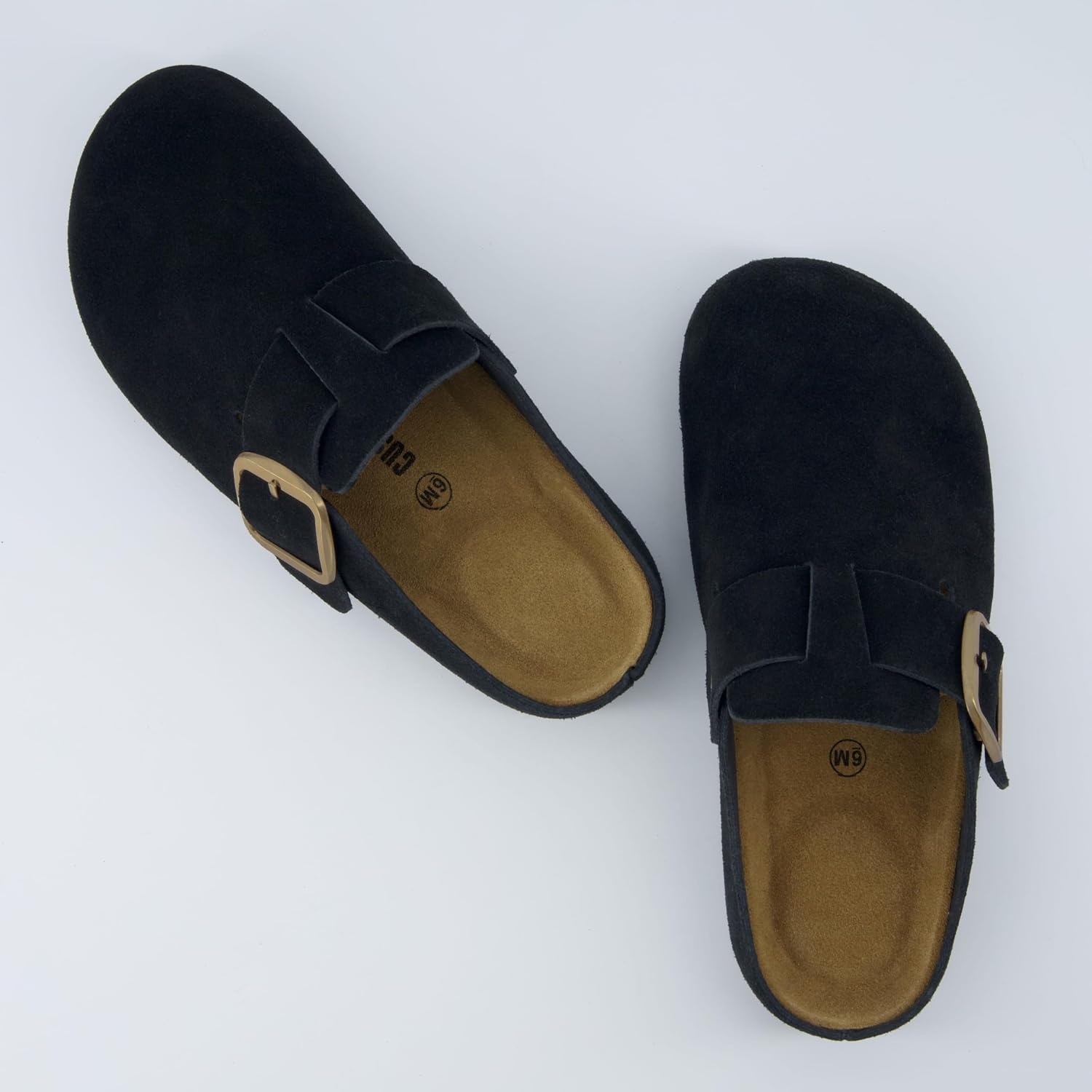 image:imageCUSHIONAIRE Rusty Genuine Leather Clogs for Women Comfortable Slip On Womens Shoes with Adjustable Buckle and Soft Memory FoamBlack
