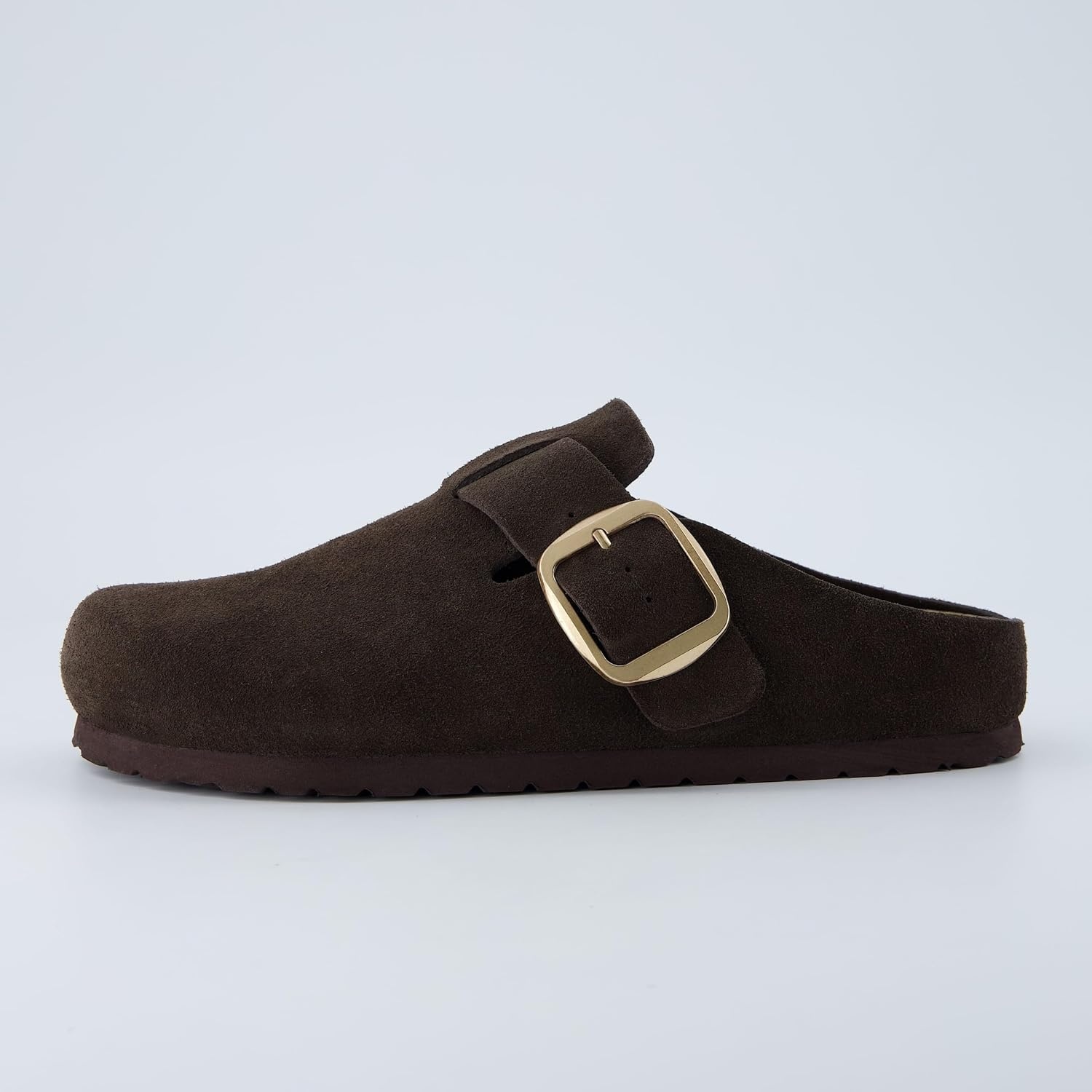 image:imageCUSHIONAIRE Rusty Genuine Leather Clogs for Women Comfortable Slip On Womens Shoes with Adjustable Buckle and Soft Memory FoamChocolate