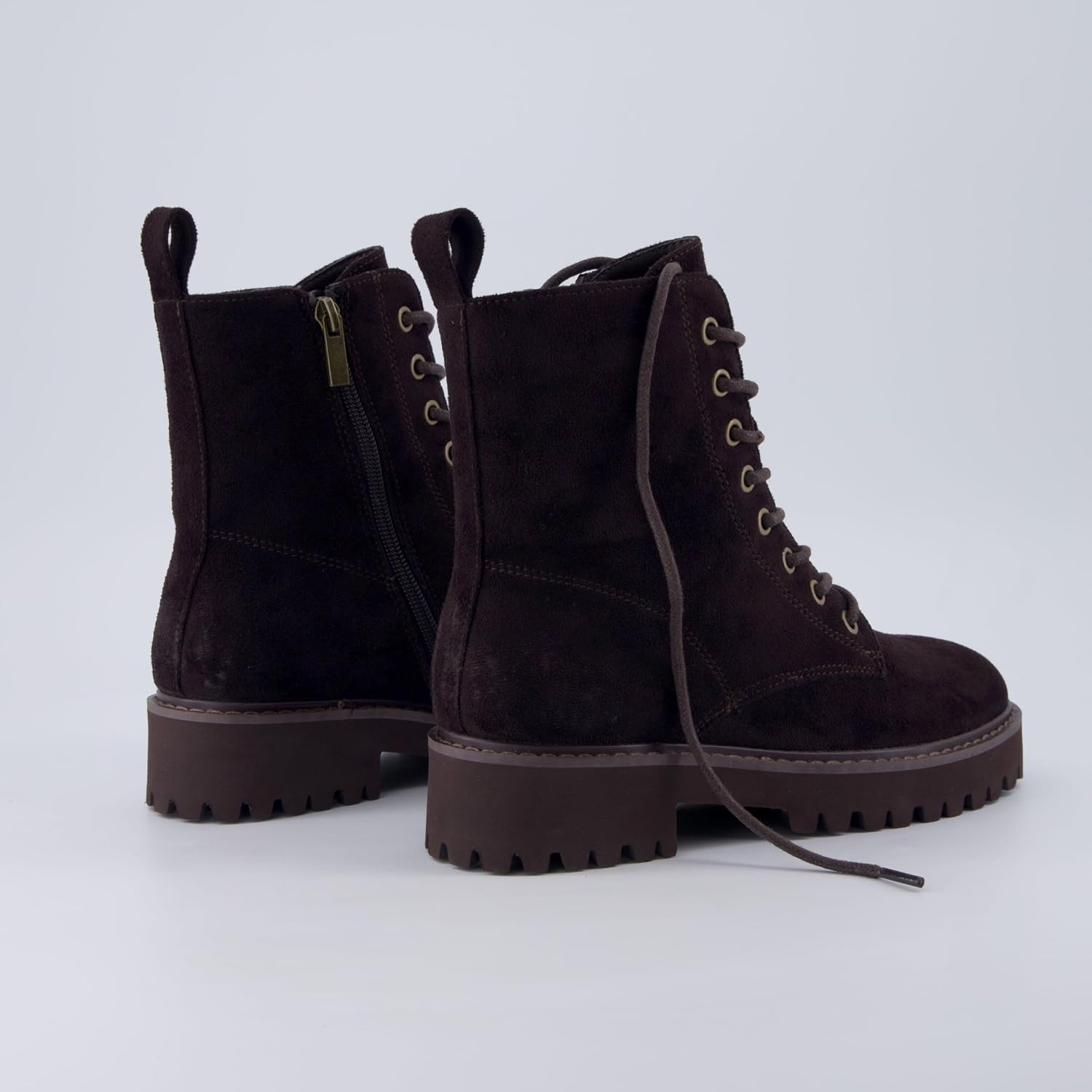 image:imageCUSHIONAIRE Ryker Vegan Leather Combat Boots for Women with Side ZipperCoffee