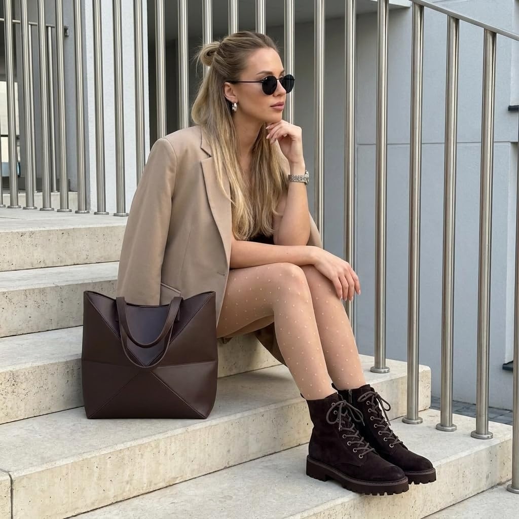 image:imageCUSHIONAIRE Ryker Vegan Leather Combat Boots for Women with Side ZipperCoffee
