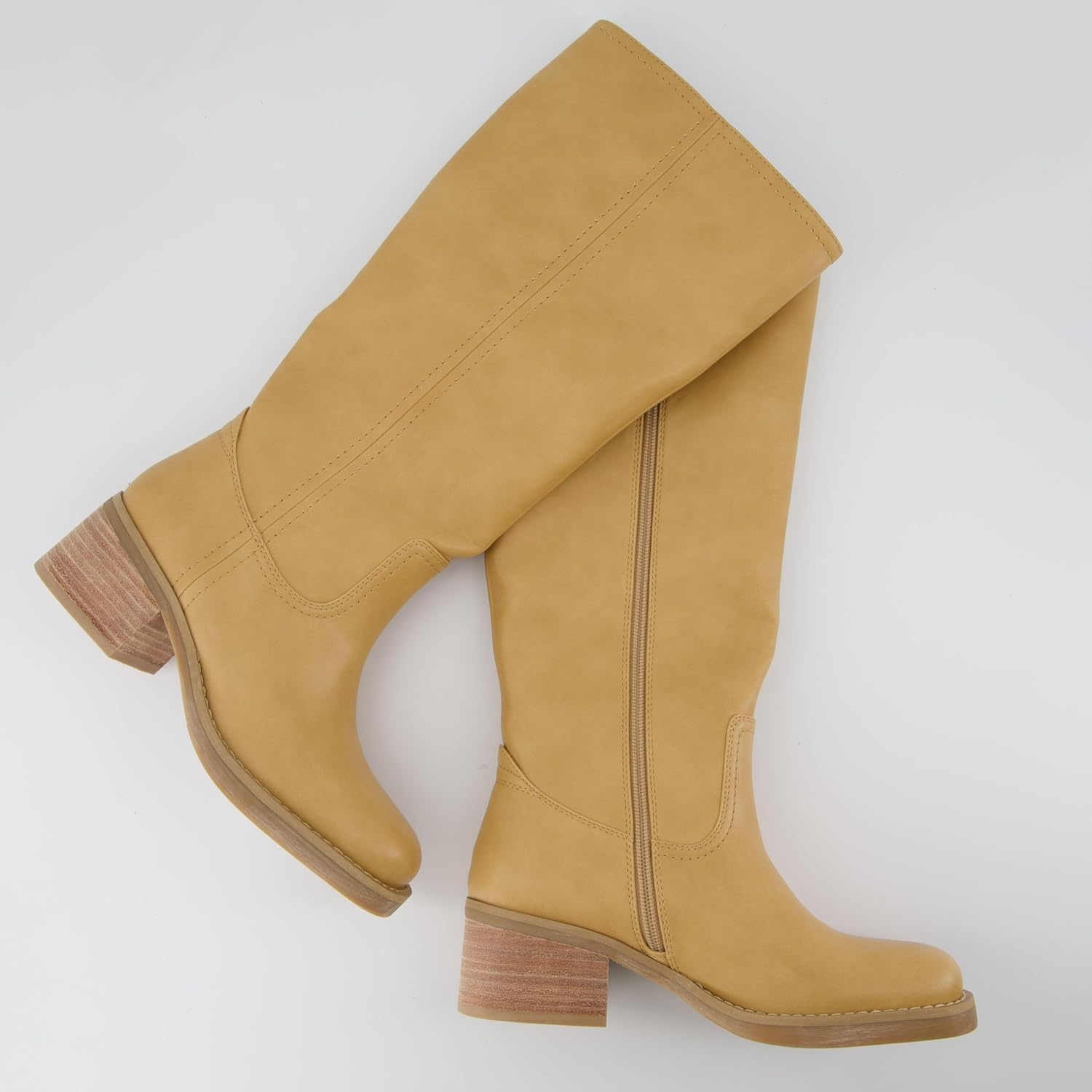 image:imageCUSHIONAIRE Sawyer Tall Chunky Heel Womens Boots Pull On Casual Knee High Boots for WomenHoney
