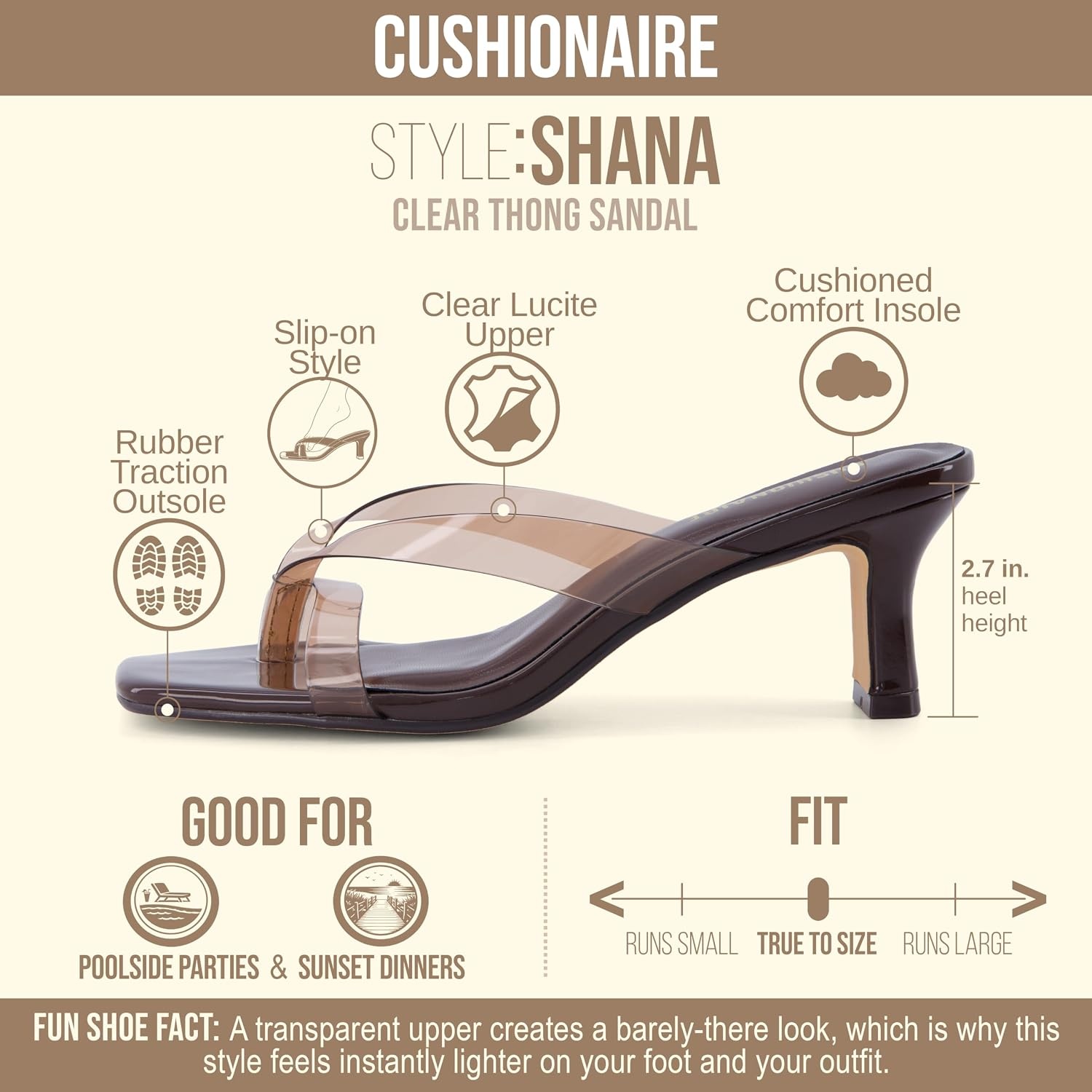 image:imageCUSHIONAIRE Shana Clear Jelly Strap Heels for Women Flared Kitten Heel Slide with Cushioned Footbed and Split ToeCaf
