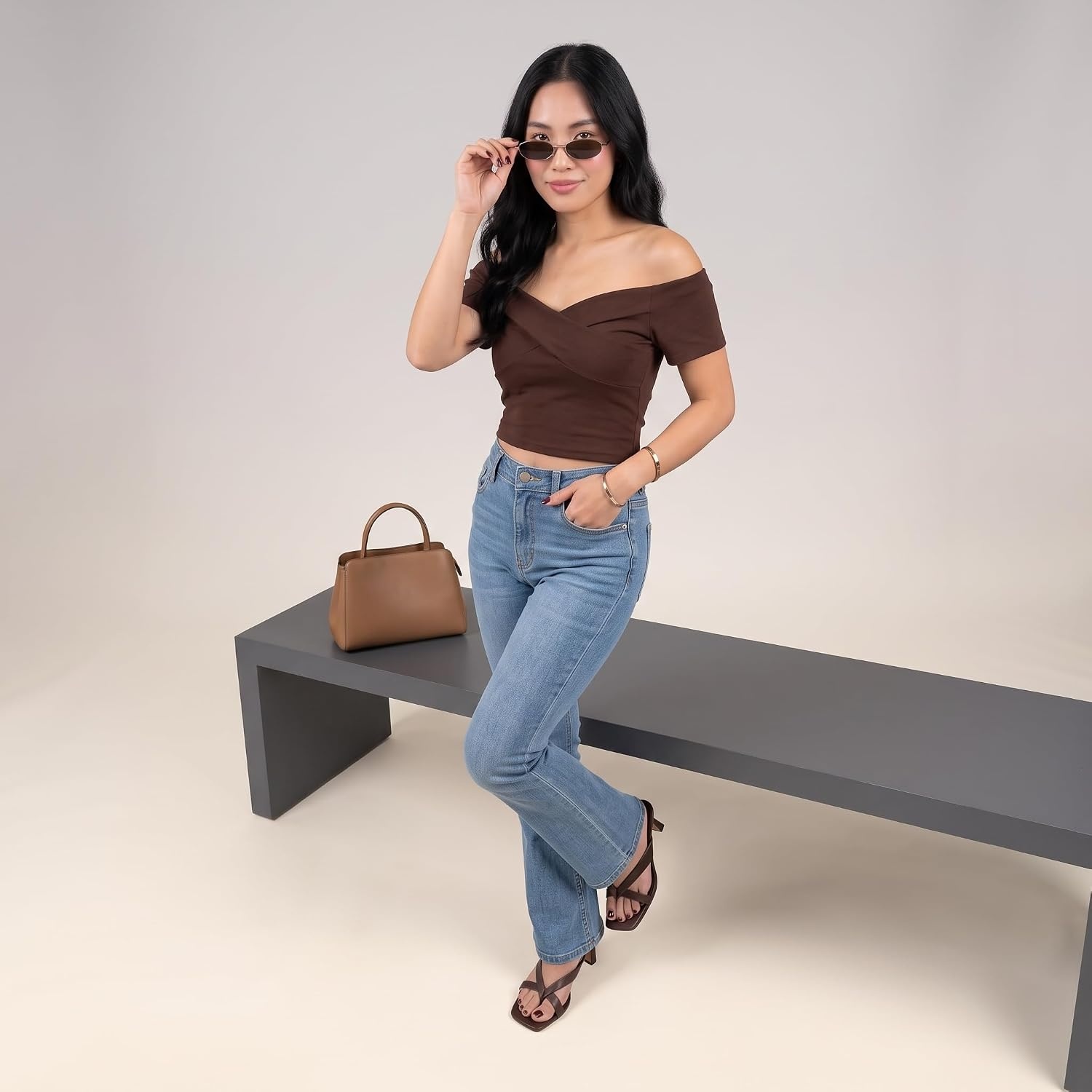 image:imageCUSHIONAIRE Shana Clear Jelly Strap Heels for Women Flared Kitten Heel Slide with Cushioned Footbed and Split ToeSmooth Chocolate