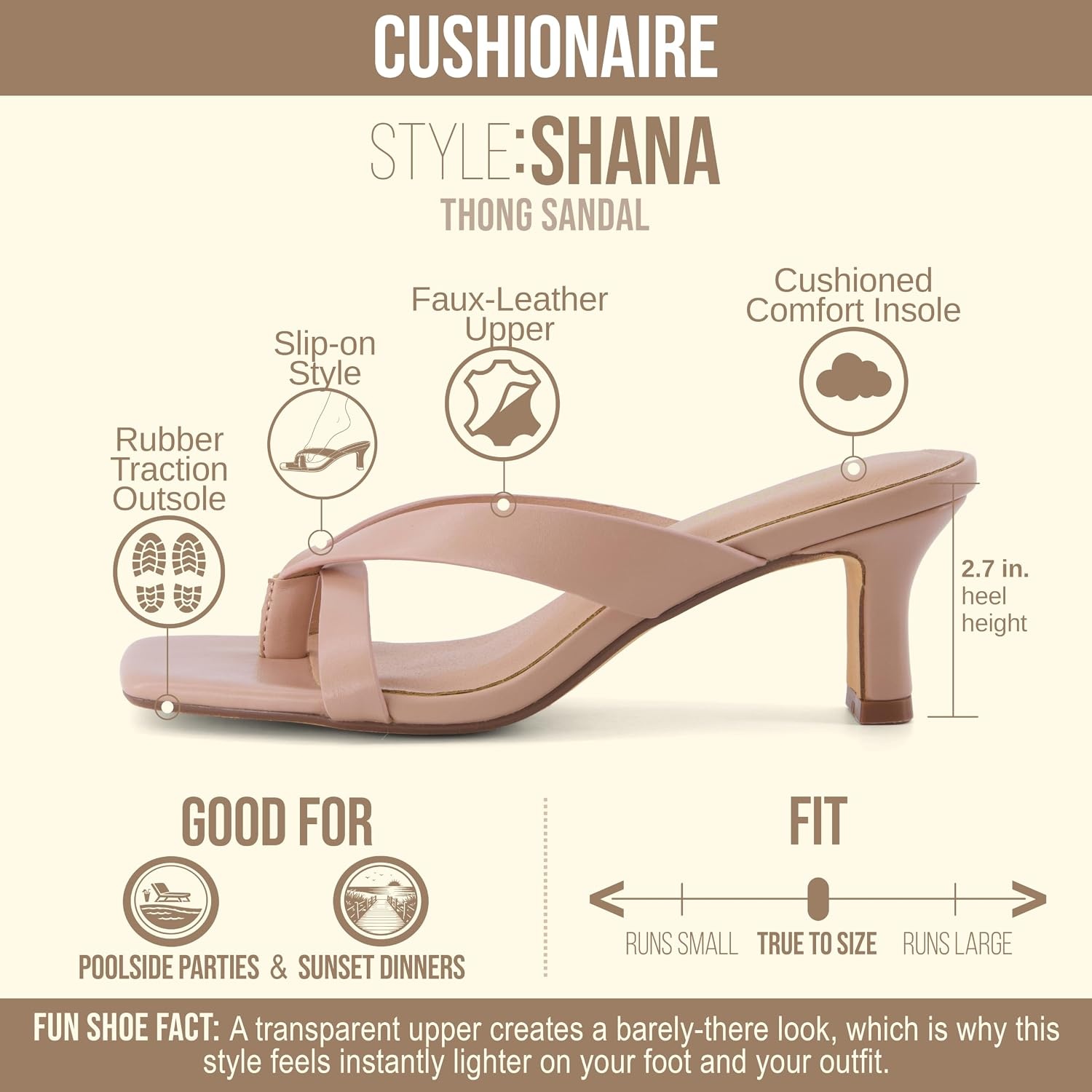 image:imageCUSHIONAIRE Shana Clear Jelly Strap Heels for Women Flared Kitten Heel Slide with Cushioned Footbed and Split ToeSmooth Nude