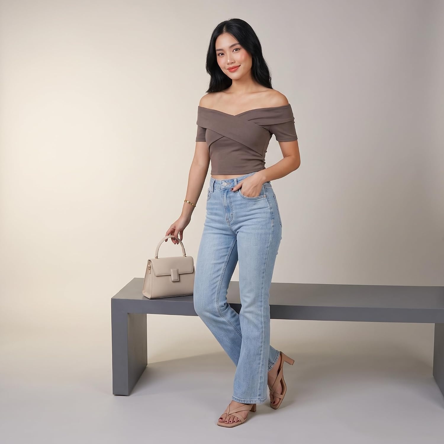 image:imageCUSHIONAIRE Shana Clear Jelly Strap Heels for Women Flared Kitten Heel Slide with Cushioned Footbed and Split ToeSmooth Nude