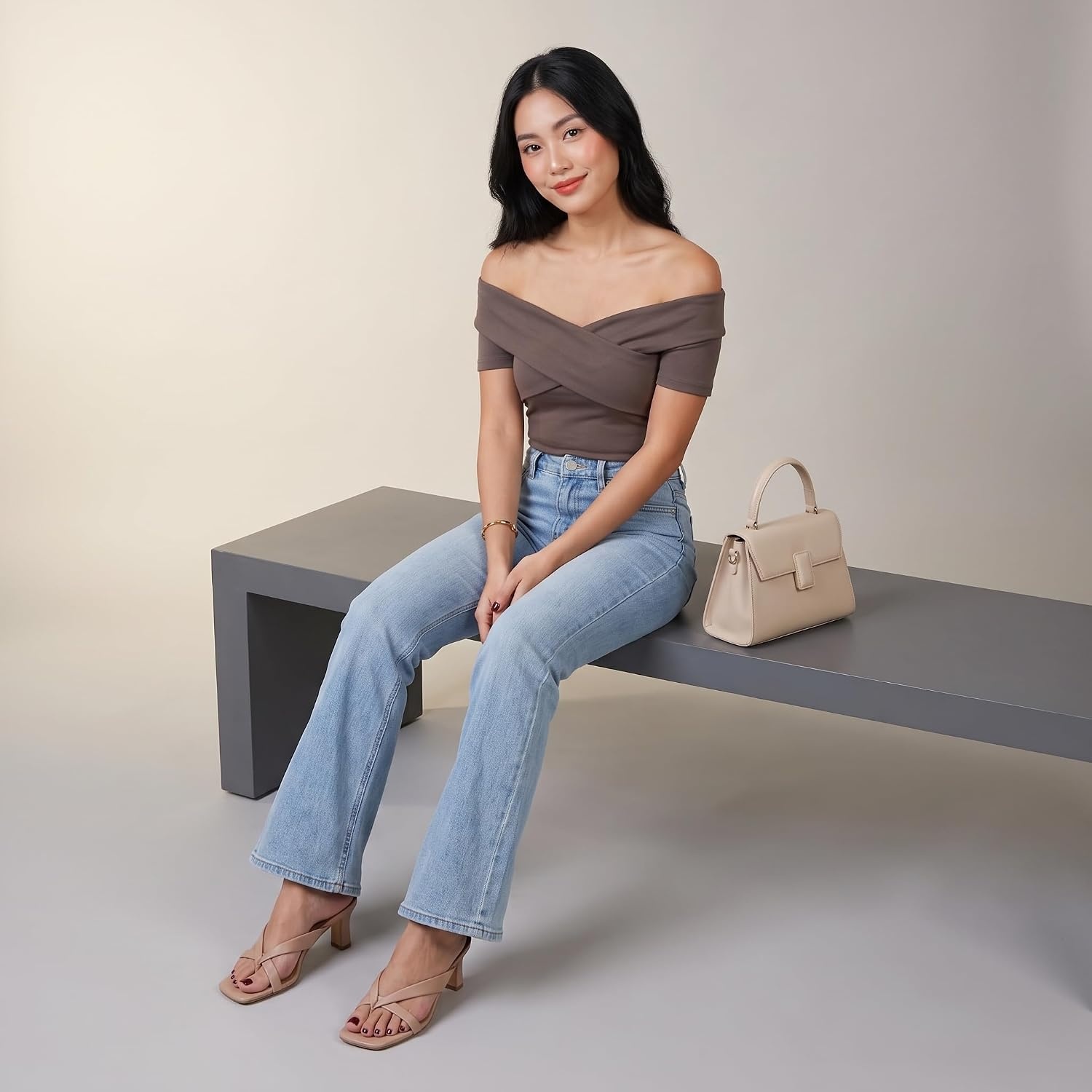 image:imageCUSHIONAIRE Shana Clear Jelly Strap Heels for Women Flared Kitten Heel Slide with Cushioned Footbed and Split ToeSmooth Nude