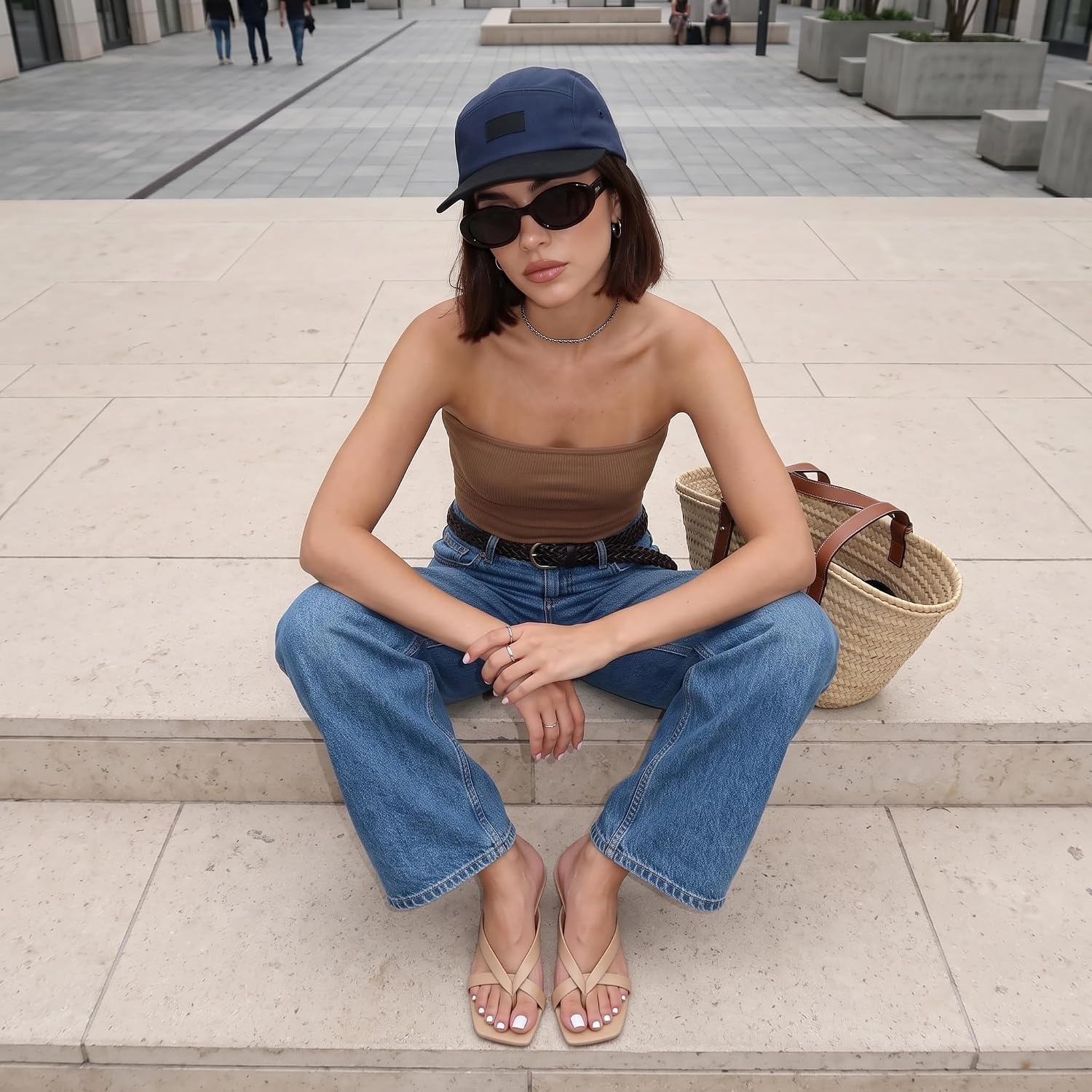 image:imageCUSHIONAIRE Shana Clear Jelly Strap Heels for Women Flared Kitten Heel Slide with Cushioned Footbed and Split ToeSmooth Tan
