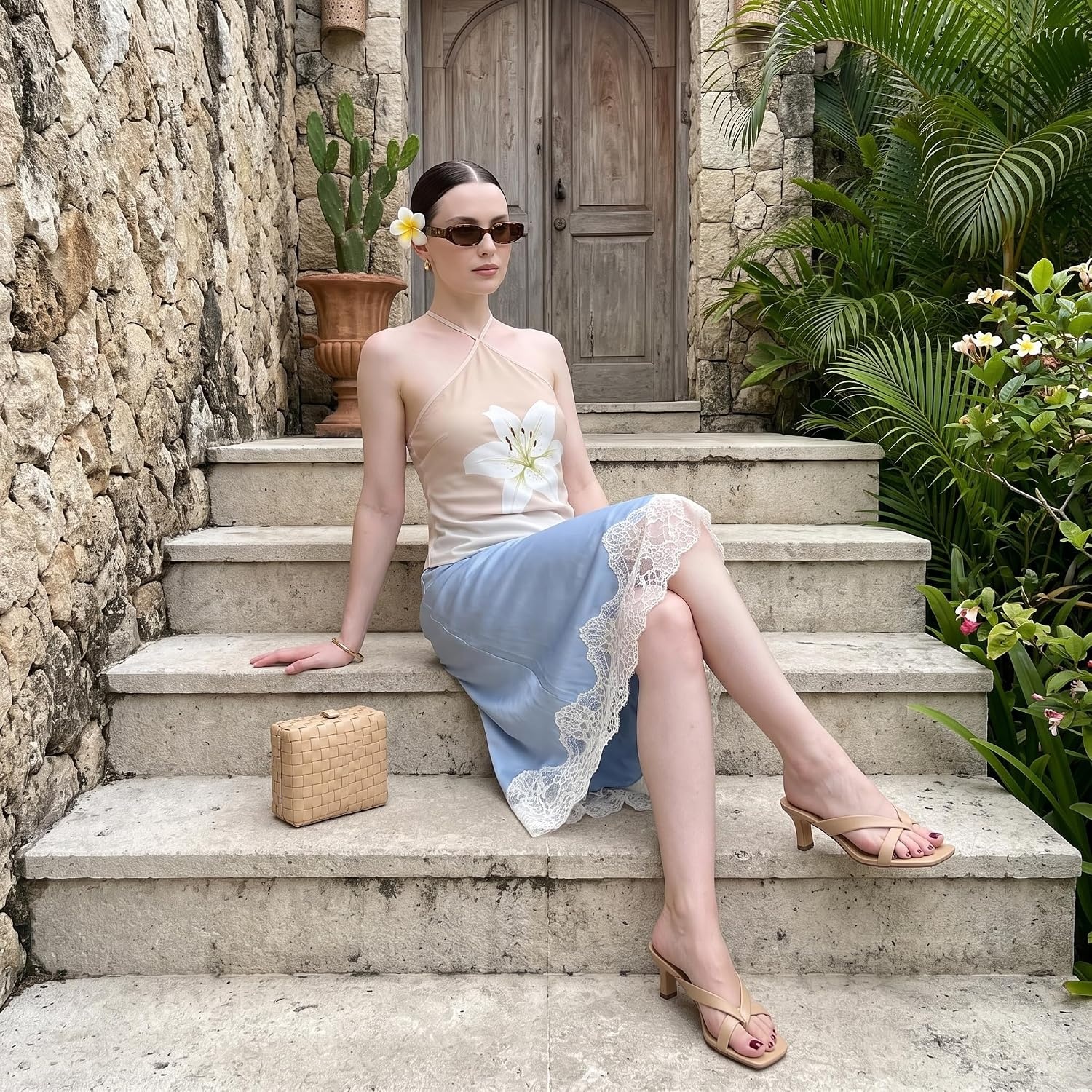 image:imageCUSHIONAIRE Shana Clear Jelly Strap Heels for Women Flared Kitten Heel Slide with Cushioned Footbed and Split ToeSmooth Tan