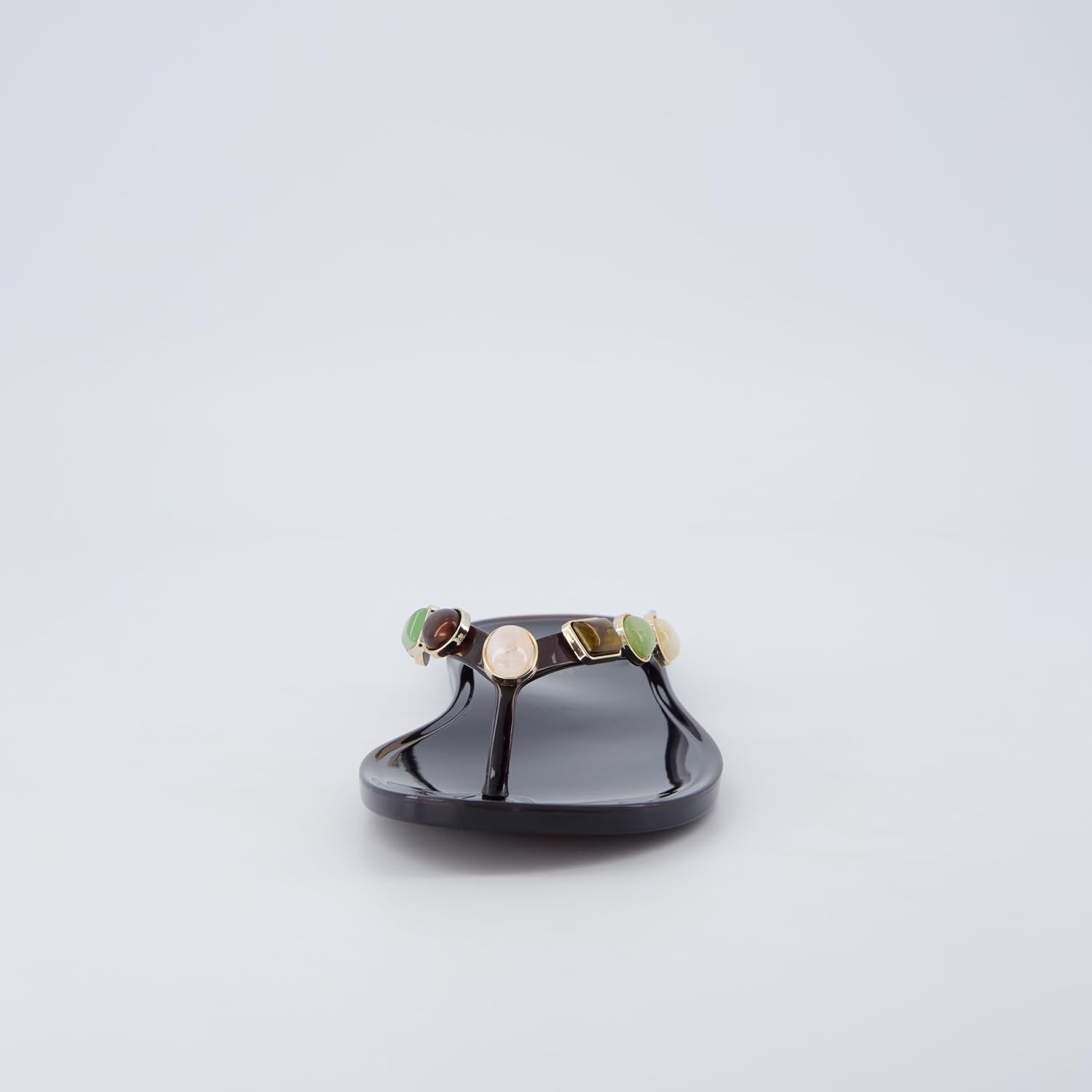 image:imageCUSHIONAIRE Soley Jelly Flip Flops for Women with Gemstone Thong StrapChocolate