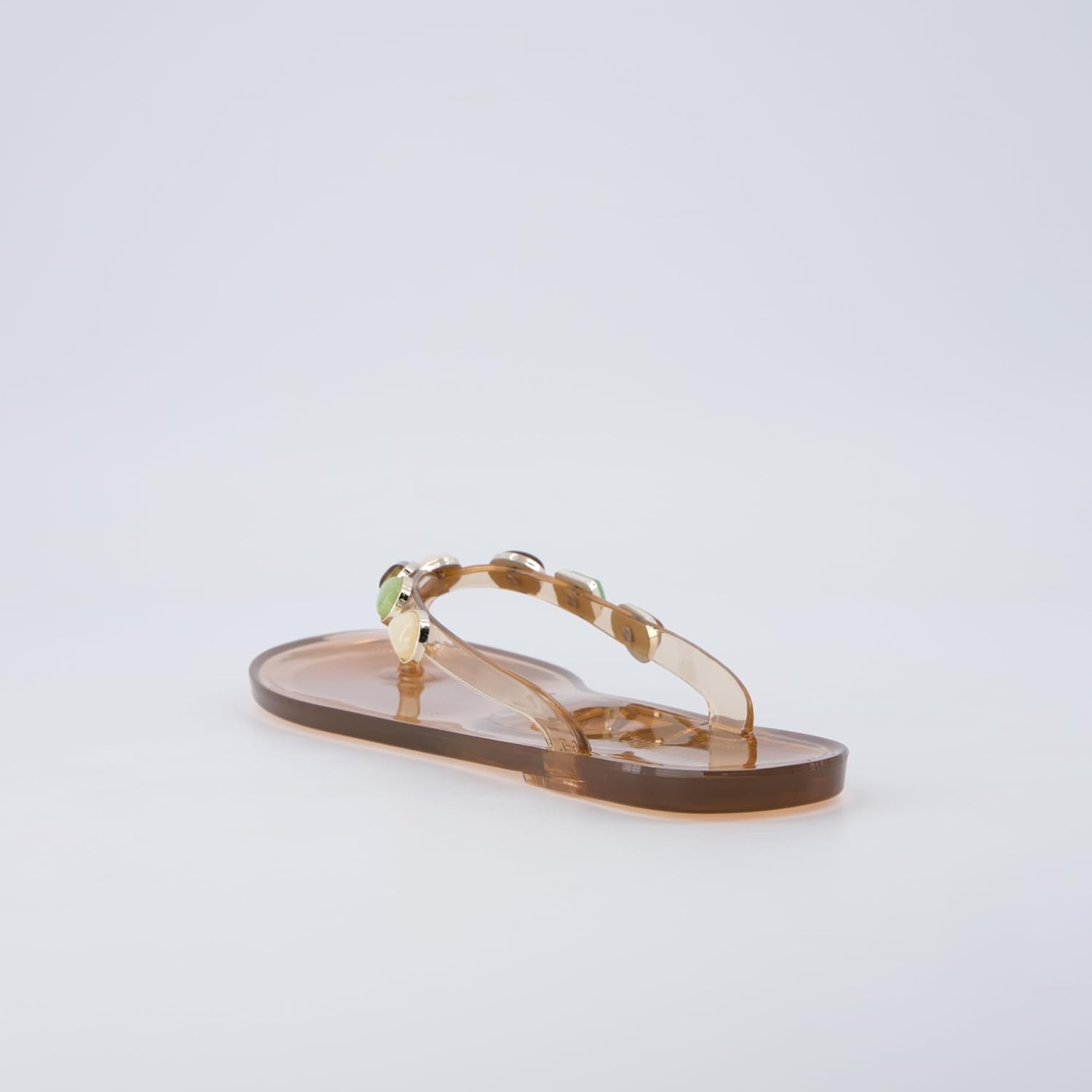 image:imageCUSHIONAIRE Soley Jelly Flip Flops for Women with Gemstone Thong StrapMocha
