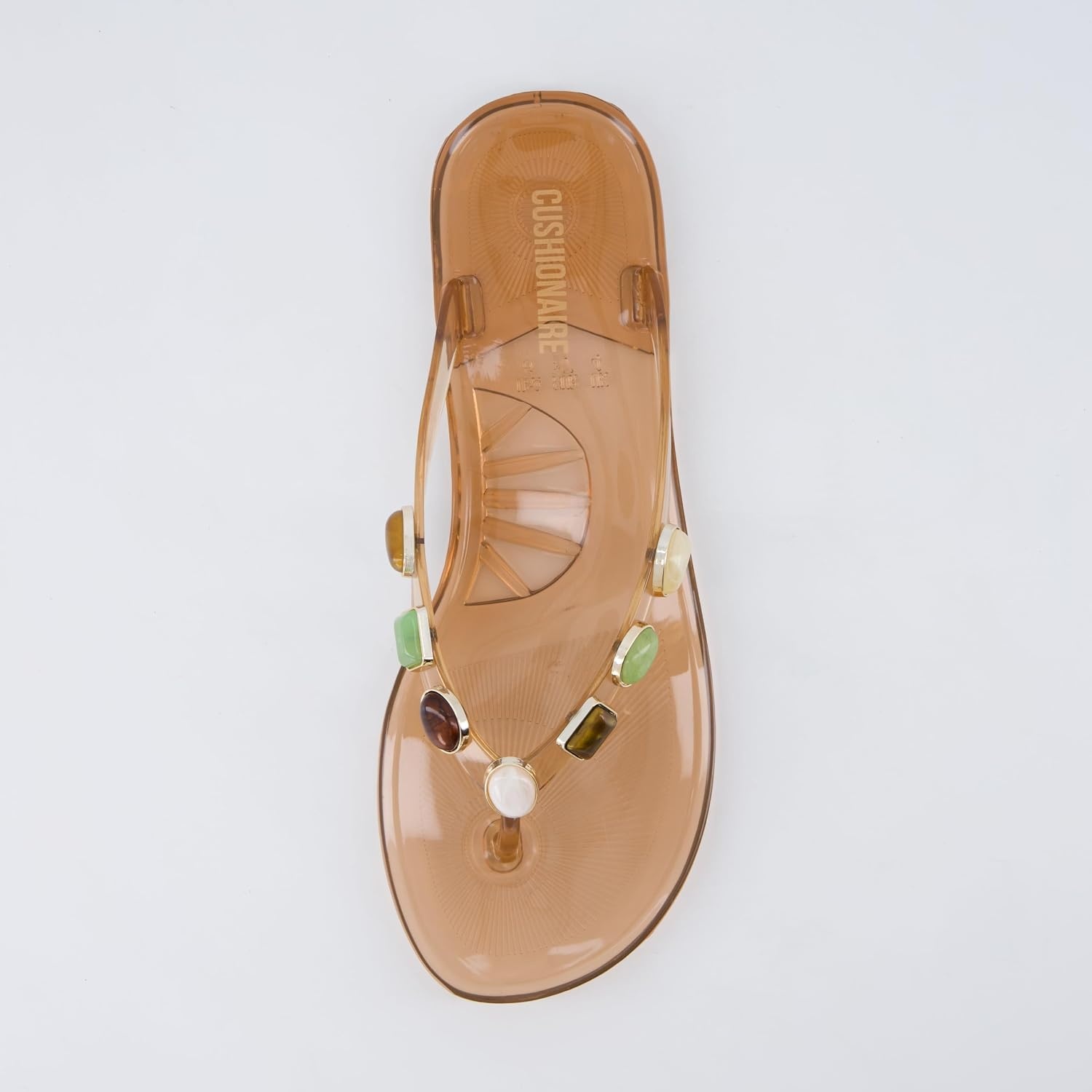 image:imageCUSHIONAIRE Soley Jelly Flip Flops for Women with Gemstone Thong StrapMocha