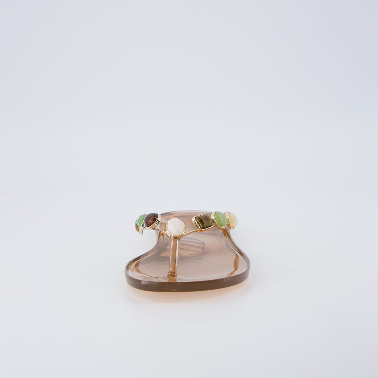 image:imageCUSHIONAIRE Soley Jelly Flip Flops for Women with Gemstone Thong StrapMocha