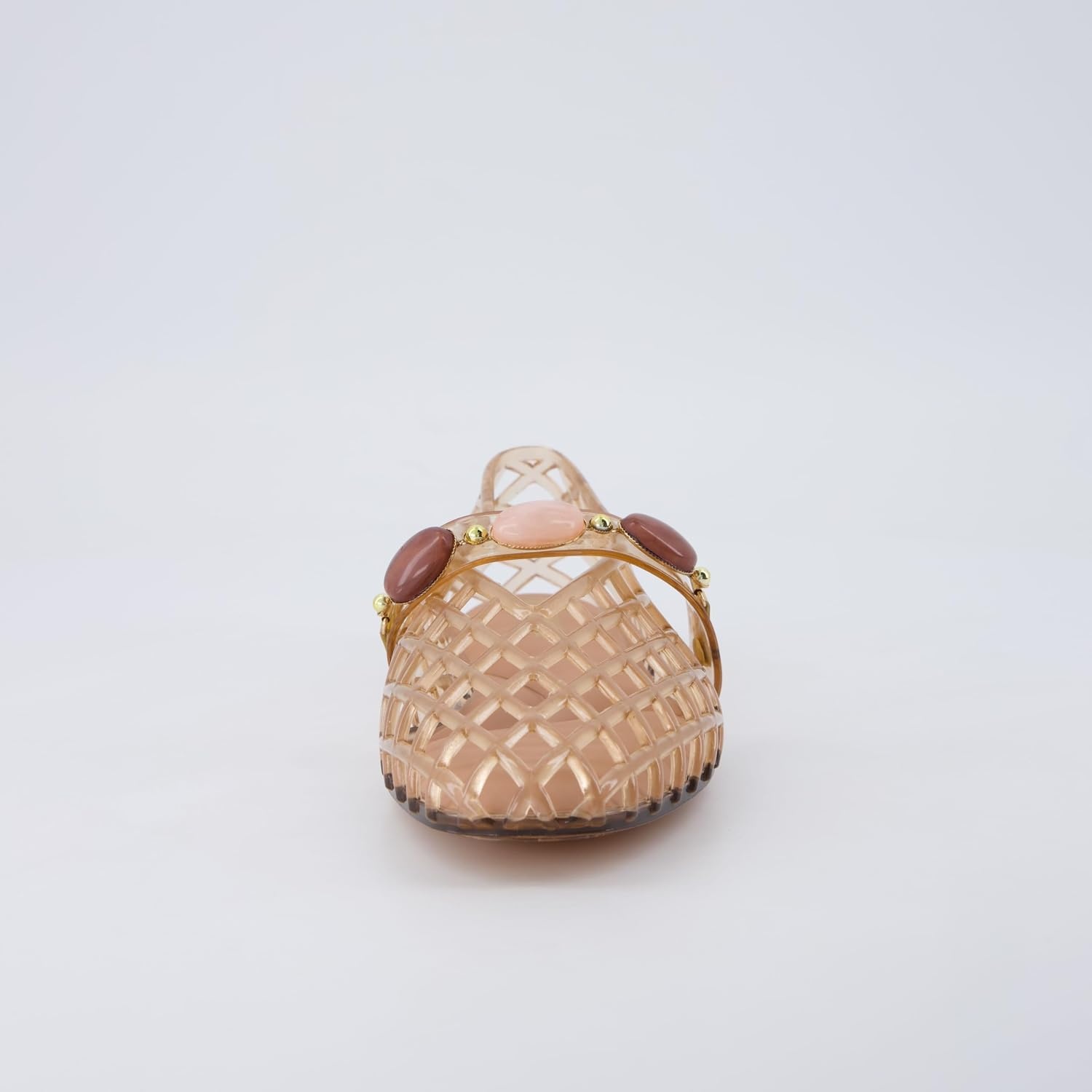 image:imageCUSHIONAIRE Sugar Jelly Flats for Women Embellished Vamp Strap Jelly ShoesMocha