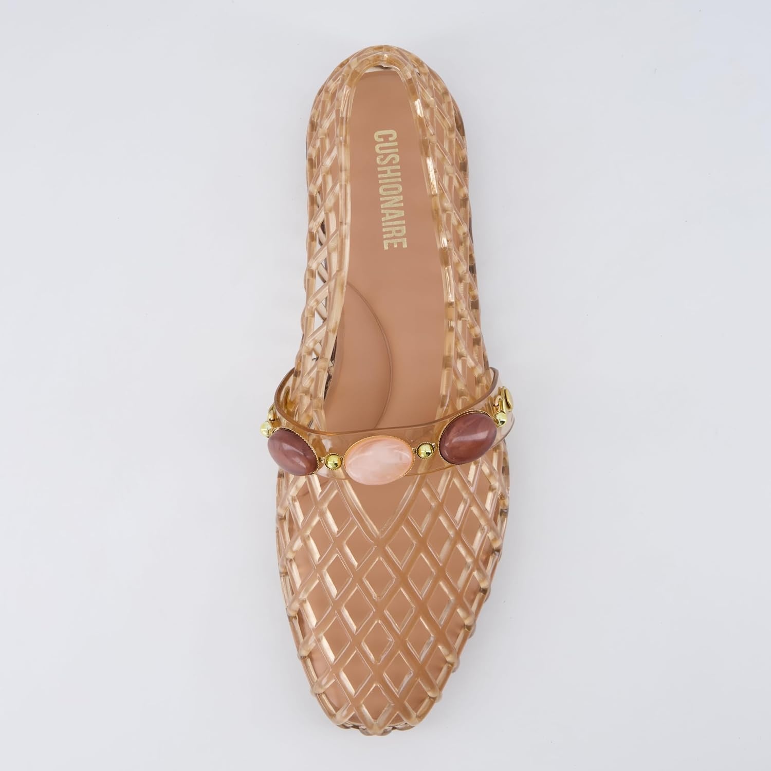 image:imageCUSHIONAIRE Sugar Jelly Flats for Women Embellished Vamp Strap Jelly ShoesMocha