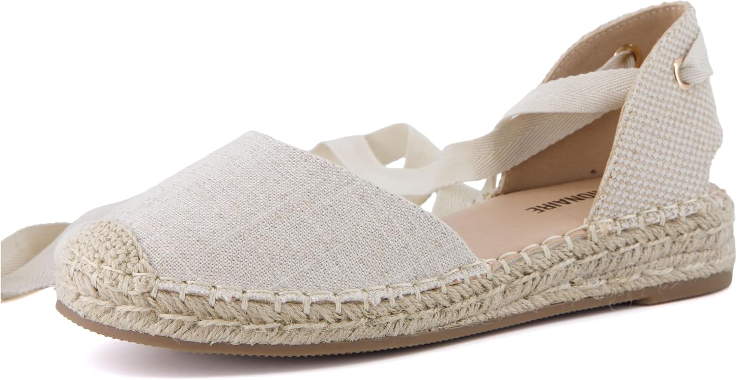 image:imageCUSHIONAIRE Talisa Espadrilles for Women Closed Toe Wedge Sandal with Elastic Ankle Strap and Jute Wrapped SoleBeige
