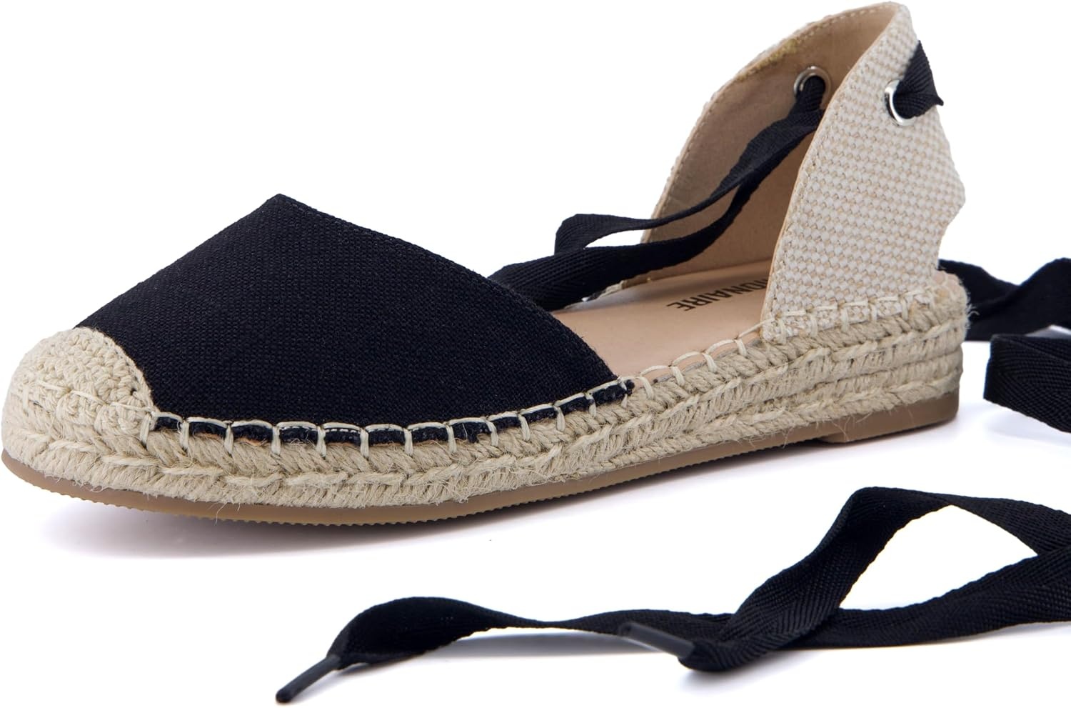image:imageCUSHIONAIRE Talisa Espadrilles for Women Closed Toe Wedge Sandal with Elastic Ankle Strap and Jute Wrapped SoleBlack
