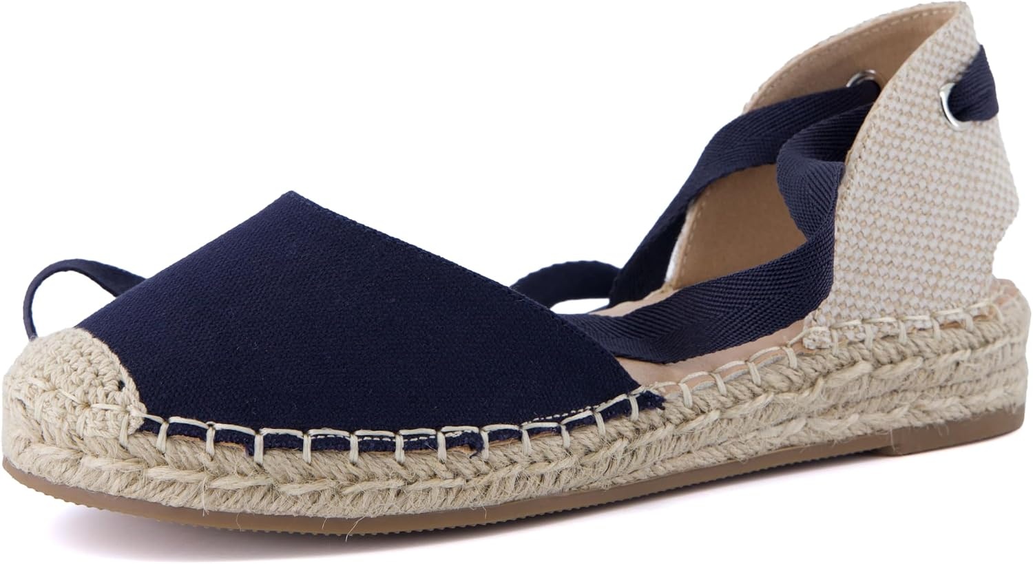 image:imageCUSHIONAIRE Talisa Espadrilles for Women Closed Toe Wedge Sandal with Elastic Ankle Strap and Jute Wrapped SoleNavy