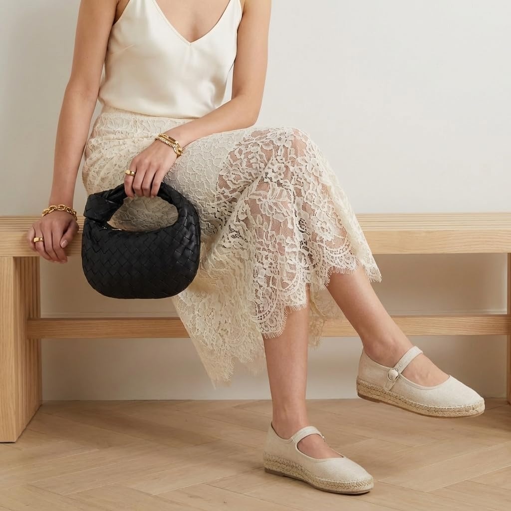 image:imageCUSHIONAIRE Tapas Canvas Mary Jane Flat Espadrilles for Women Cushioned Comfort Closed Toe with Adjustable StrapBeige