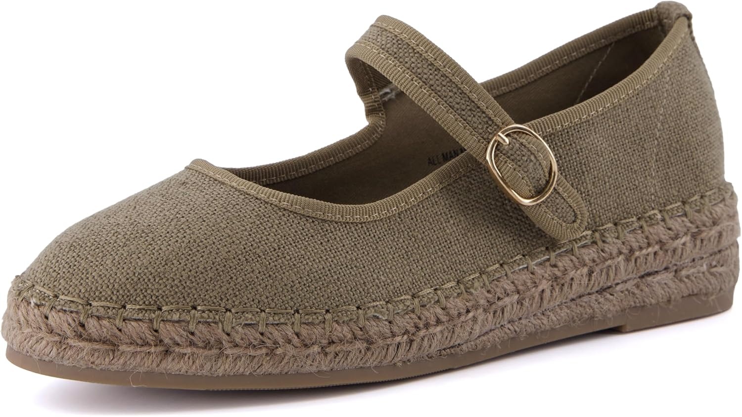 image:imageCUSHIONAIRE Tapas Canvas Mary Jane Flat Espadrilles for Women Cushioned Comfort Closed Toe with Adjustable StrapTaupe