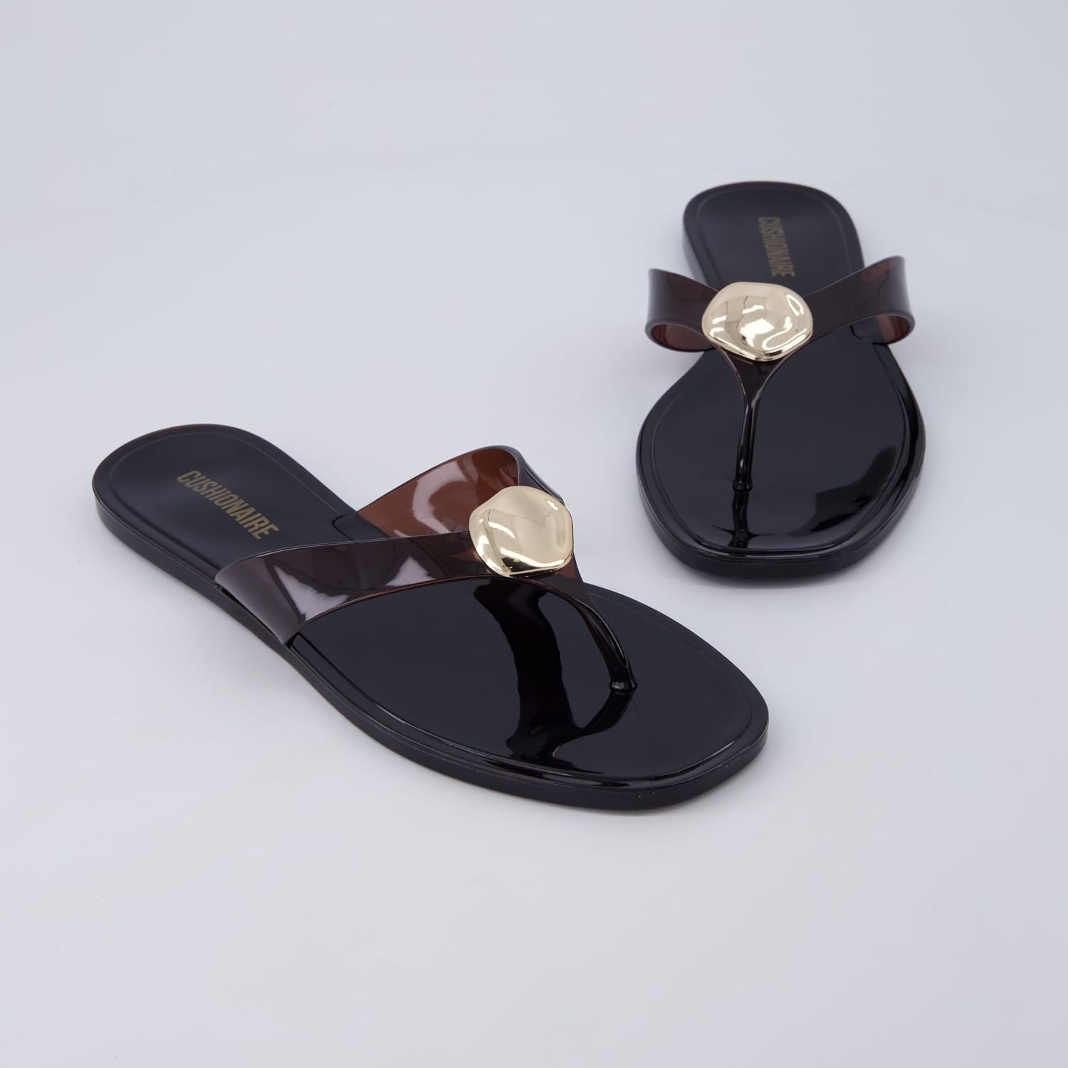 image:imageCUSHIONAIRE Telma Jelly Flip Flops for Women with Square ToeChocolate