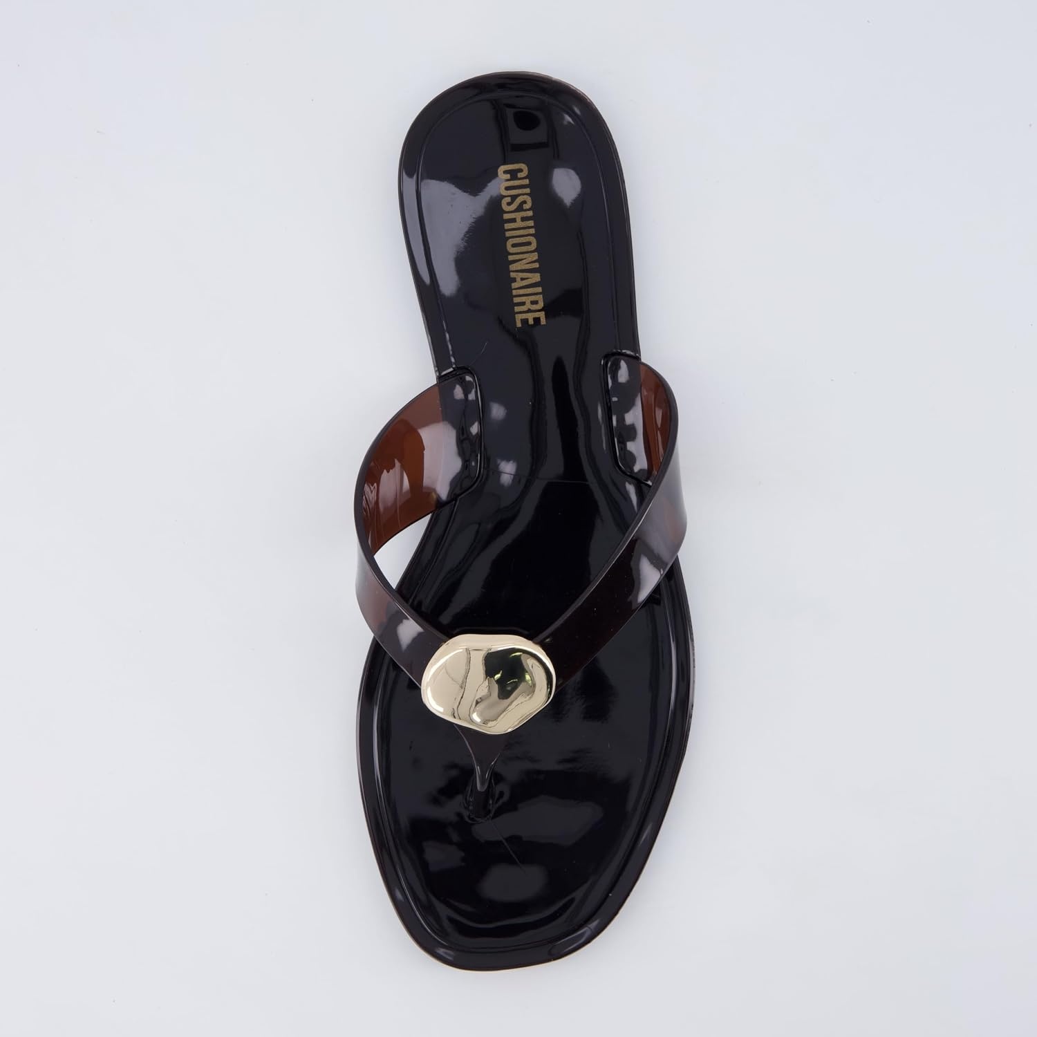 image:imageCUSHIONAIRE Telma Jelly Flip Flops for Women with Square ToeChocolate