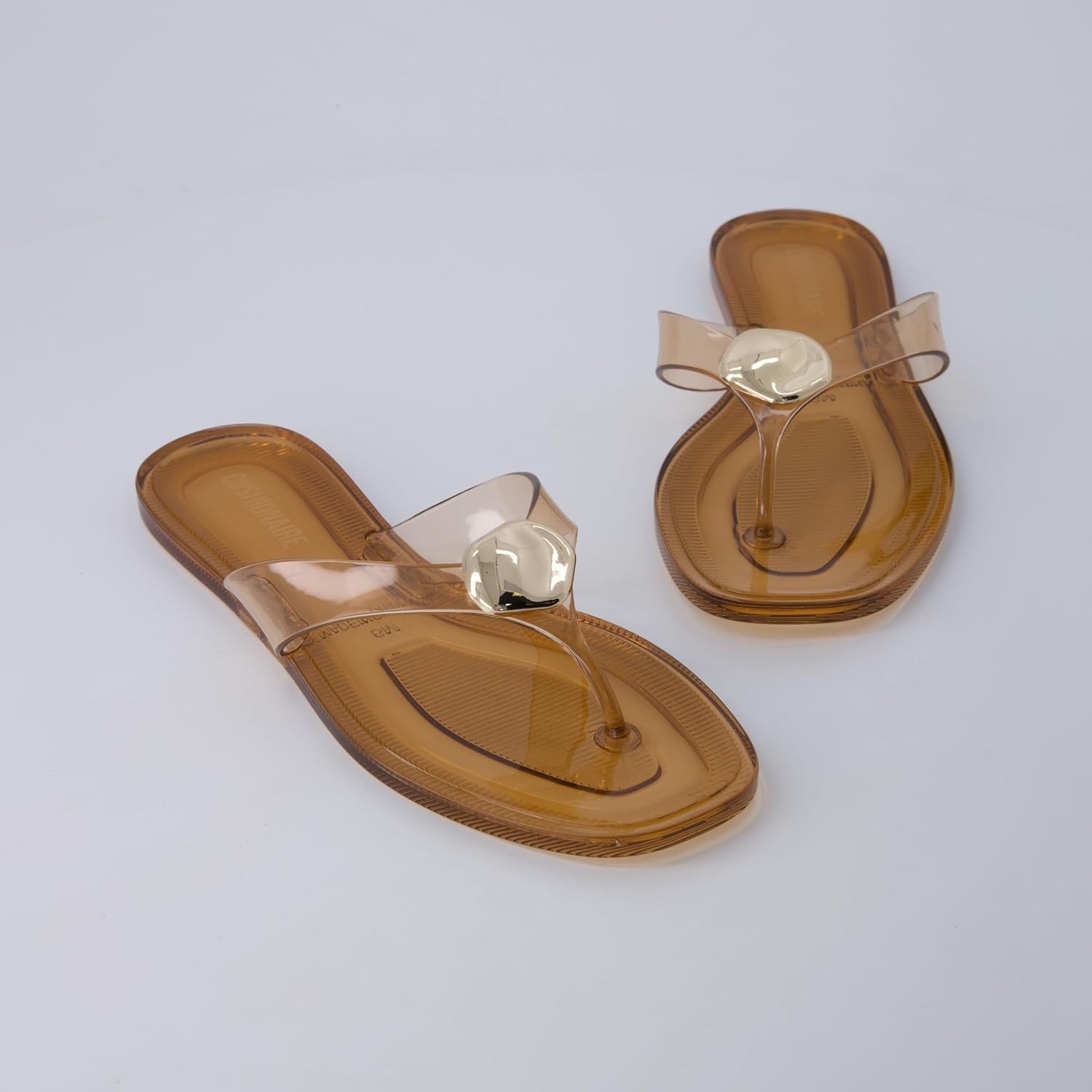 image:imageCUSHIONAIRE Telma Jelly Flip Flops for Women with Square ToeMocha