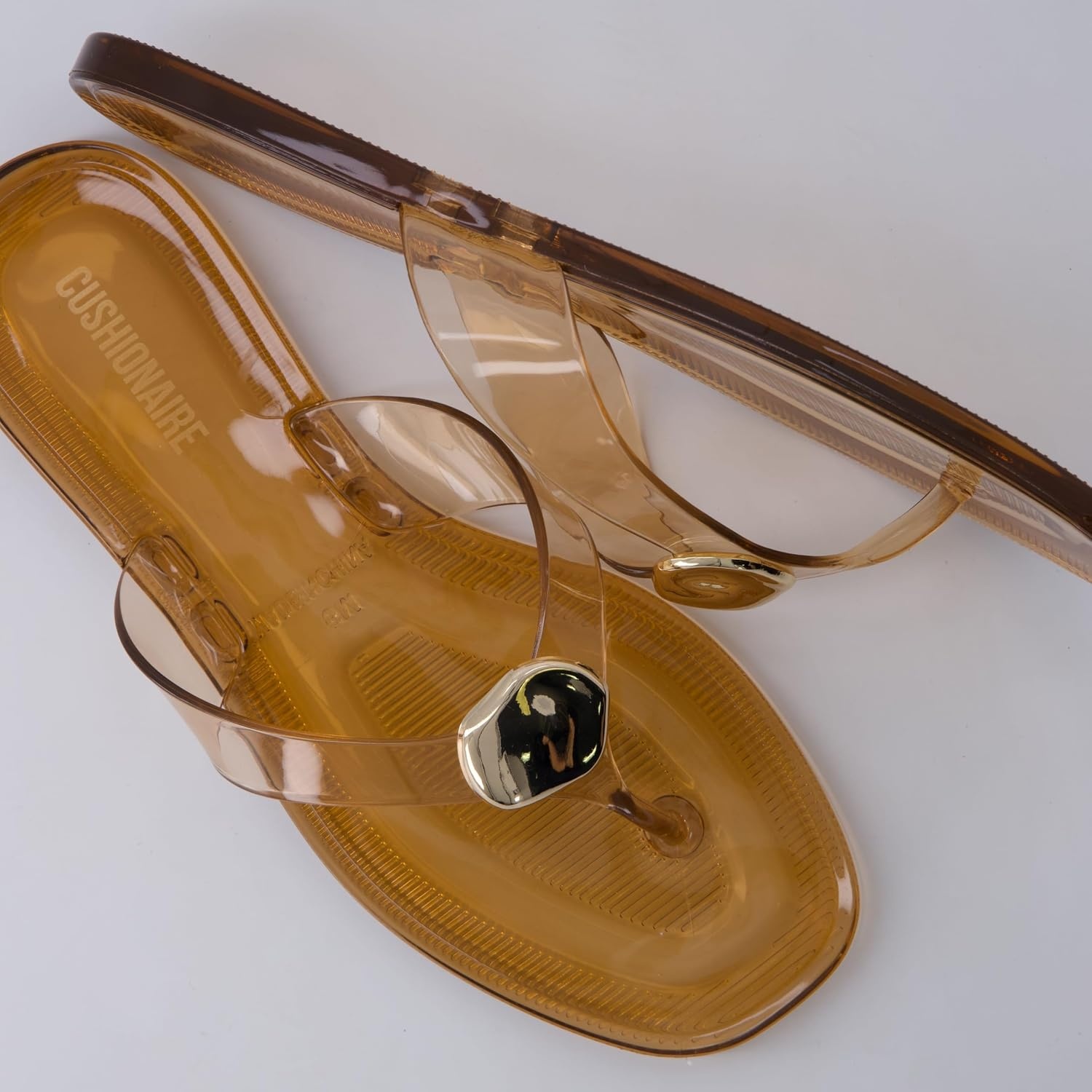 image:imageCUSHIONAIRE Telma Jelly Flip Flops for Women with Square ToeMocha