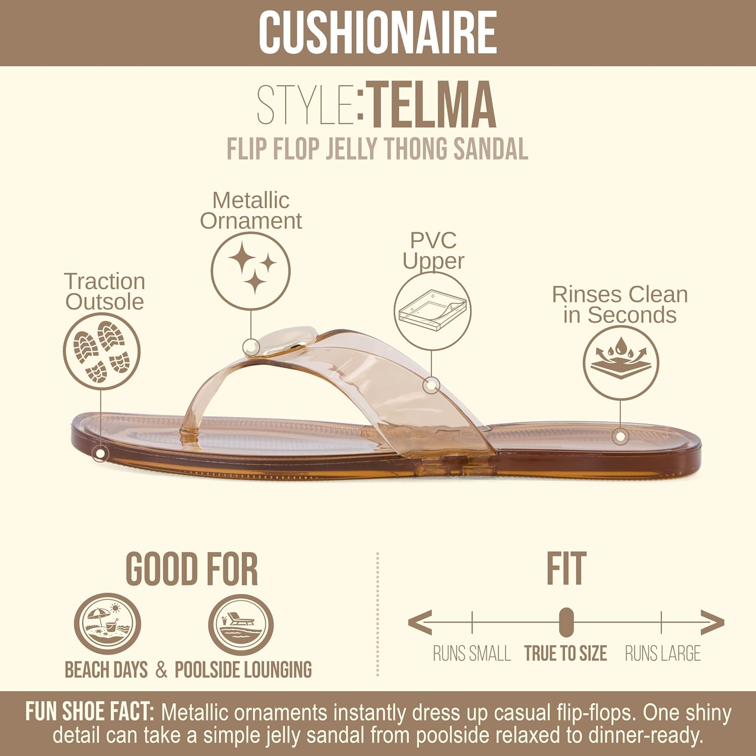 image:imageCUSHIONAIRE Telma Jelly Flip Flops for Women with Square ToeMocha