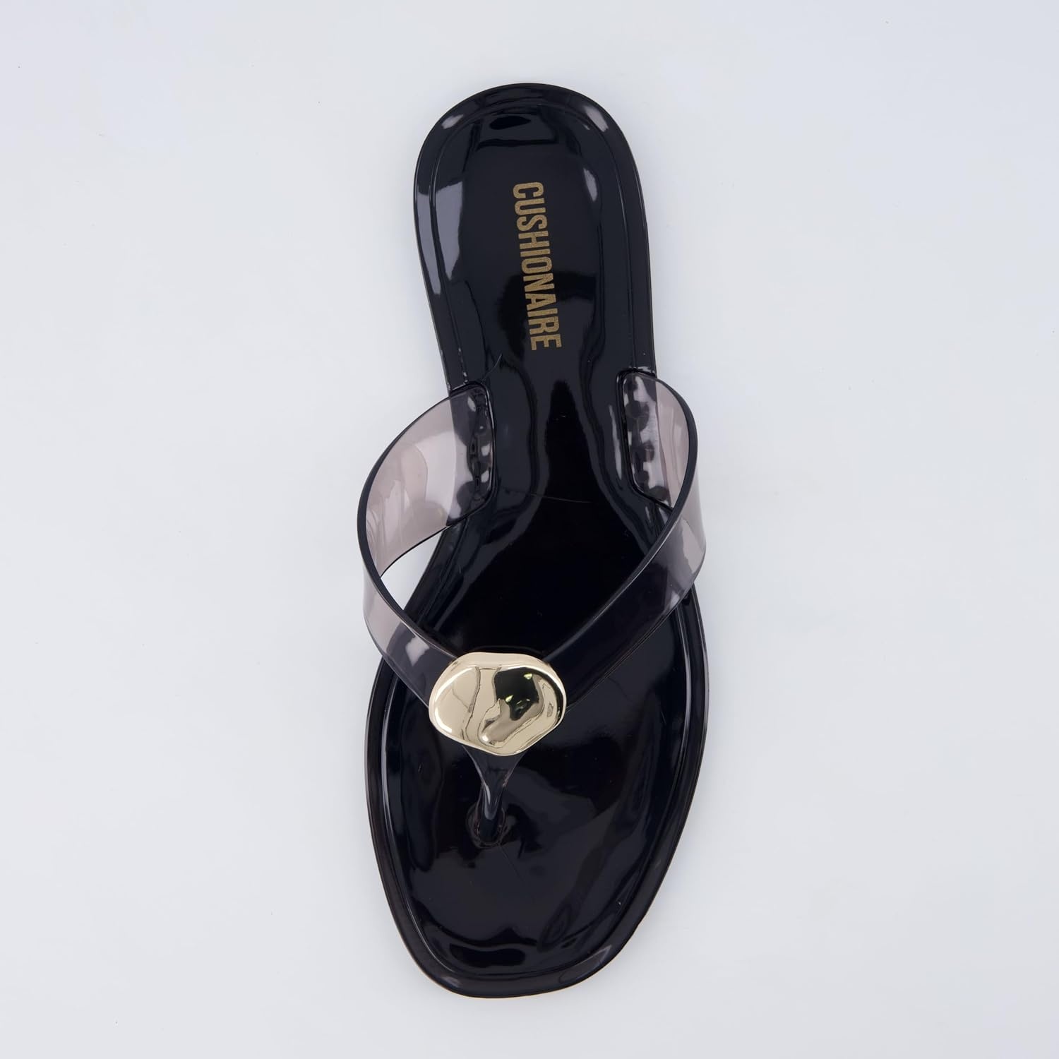 image:imageCUSHIONAIRE Telma Jelly Flip Flops for Women with Square ToeSmoke