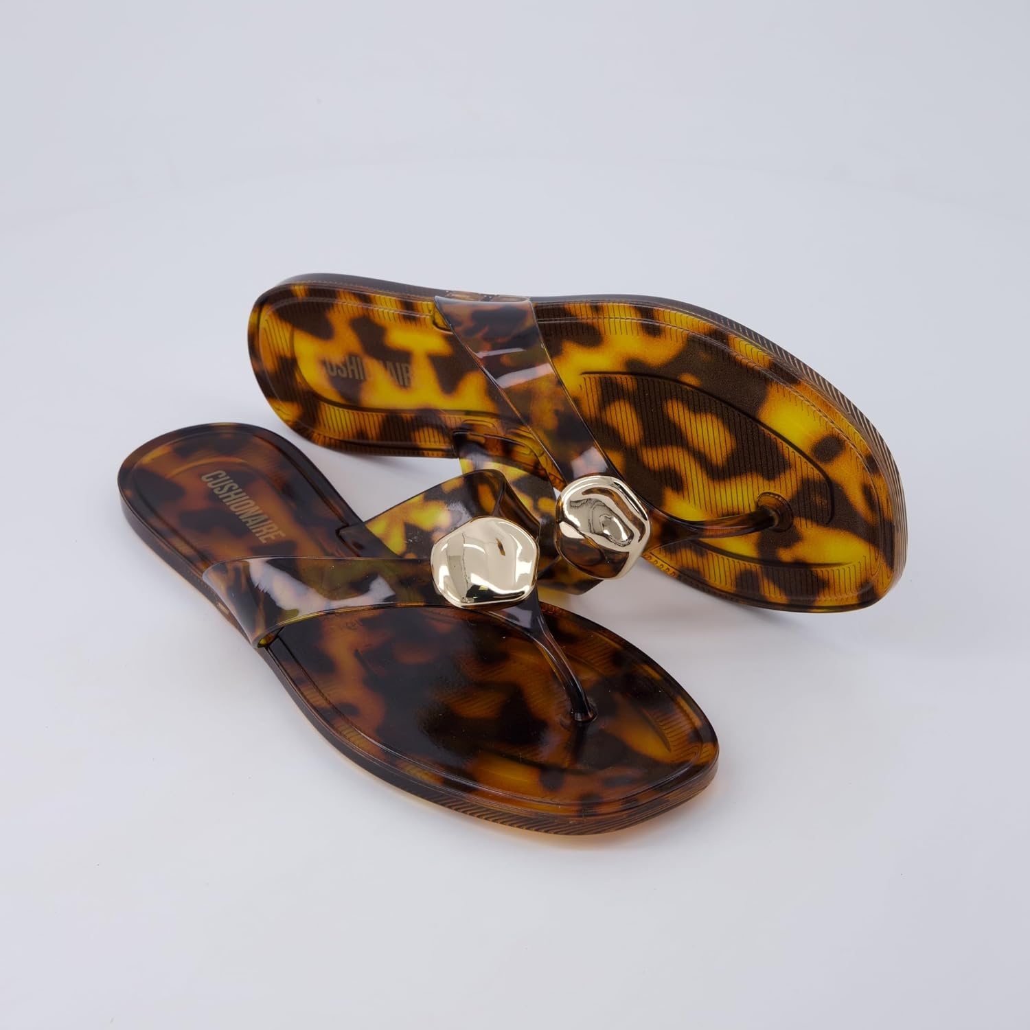 image:imageCUSHIONAIRE Telma Jelly Flip Flops for Women with Square ToeTortoise