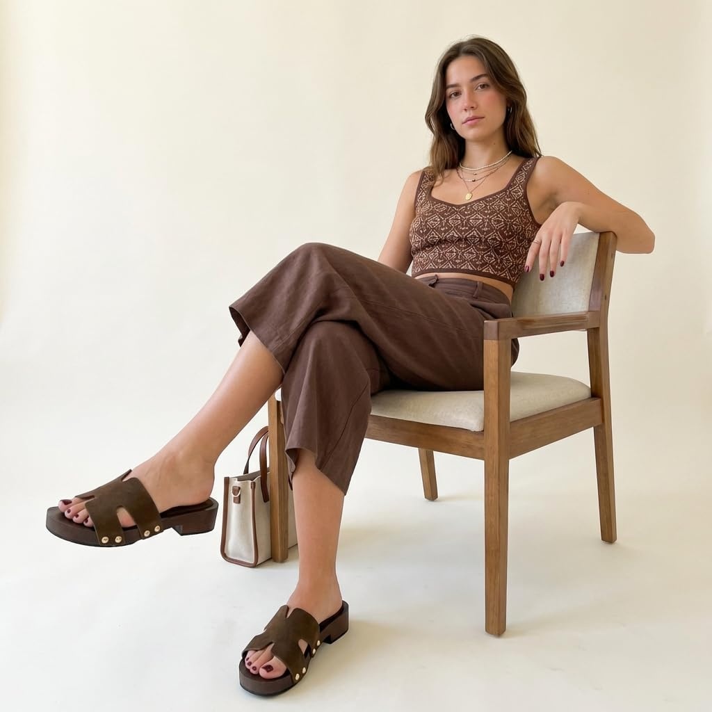 image:imageCUSHIONAIRE Thai 100 Genuine Leather Suede Platform Sandals for Women Adjustable Strap Heeled Slide SandalsBrown Genuine Suede