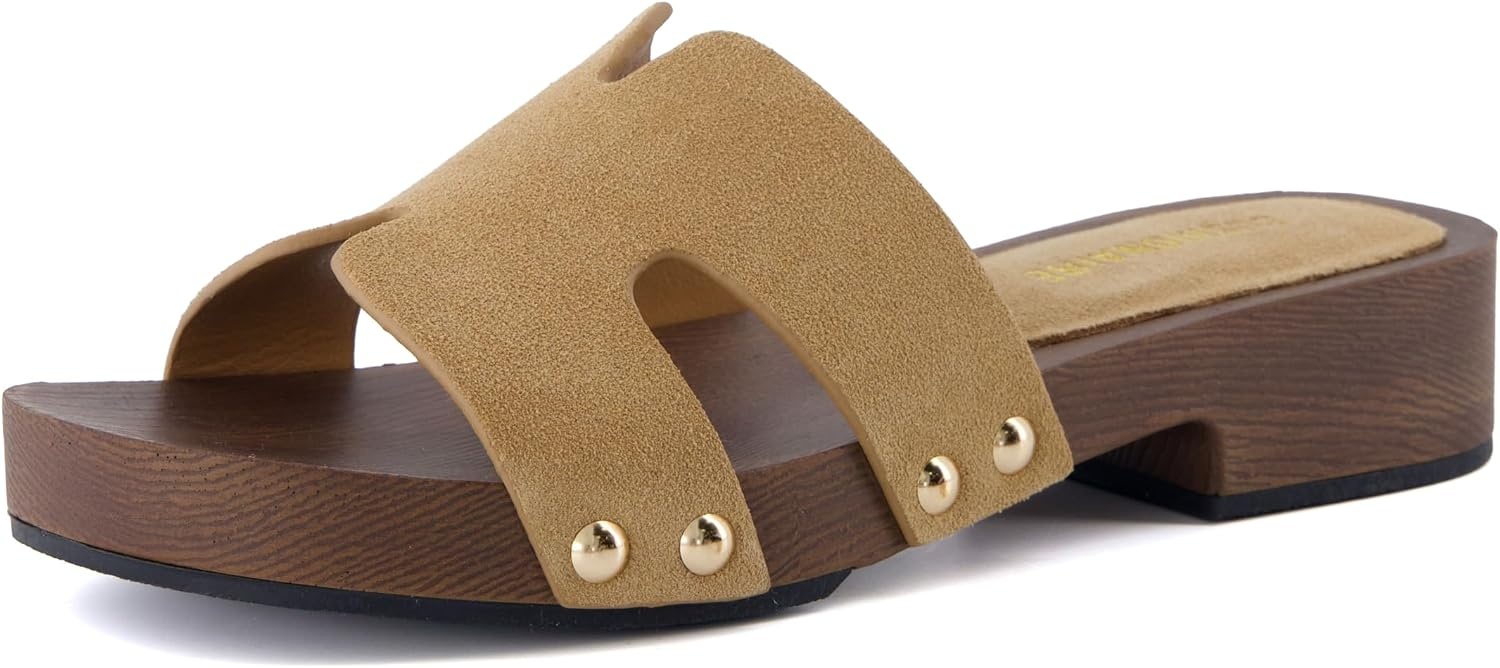 image:imageCUSHIONAIRE Thai 100 Genuine Leather Suede Platform Sandals for Women Adjustable Strap Heeled Slide SandalsGrey Genuine Suede