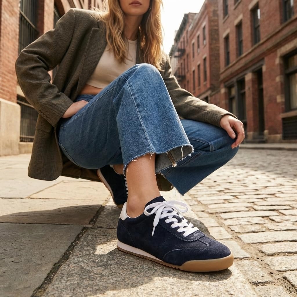 image:imageCUSHIONAIRE Topcat Genuine Leather Suede Sneakers for Women Lightweight Everyday Casual Womens Shoes with Retro Style and Cushioned ComfortBlack