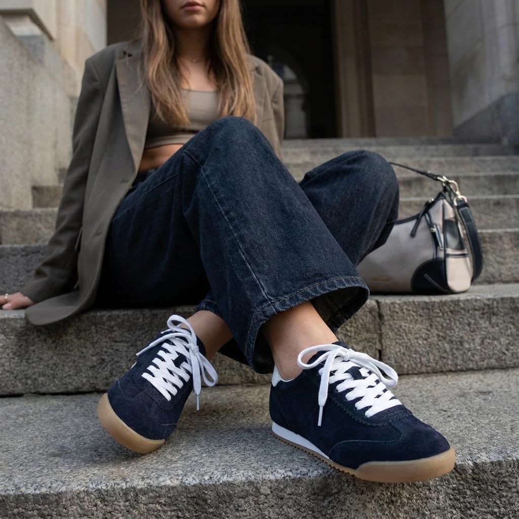 image:imageCUSHIONAIRE Topcat Genuine Leather Suede Sneakers for Women Lightweight Everyday Casual Womens Shoes with Retro Style and Cushioned ComfortBlack